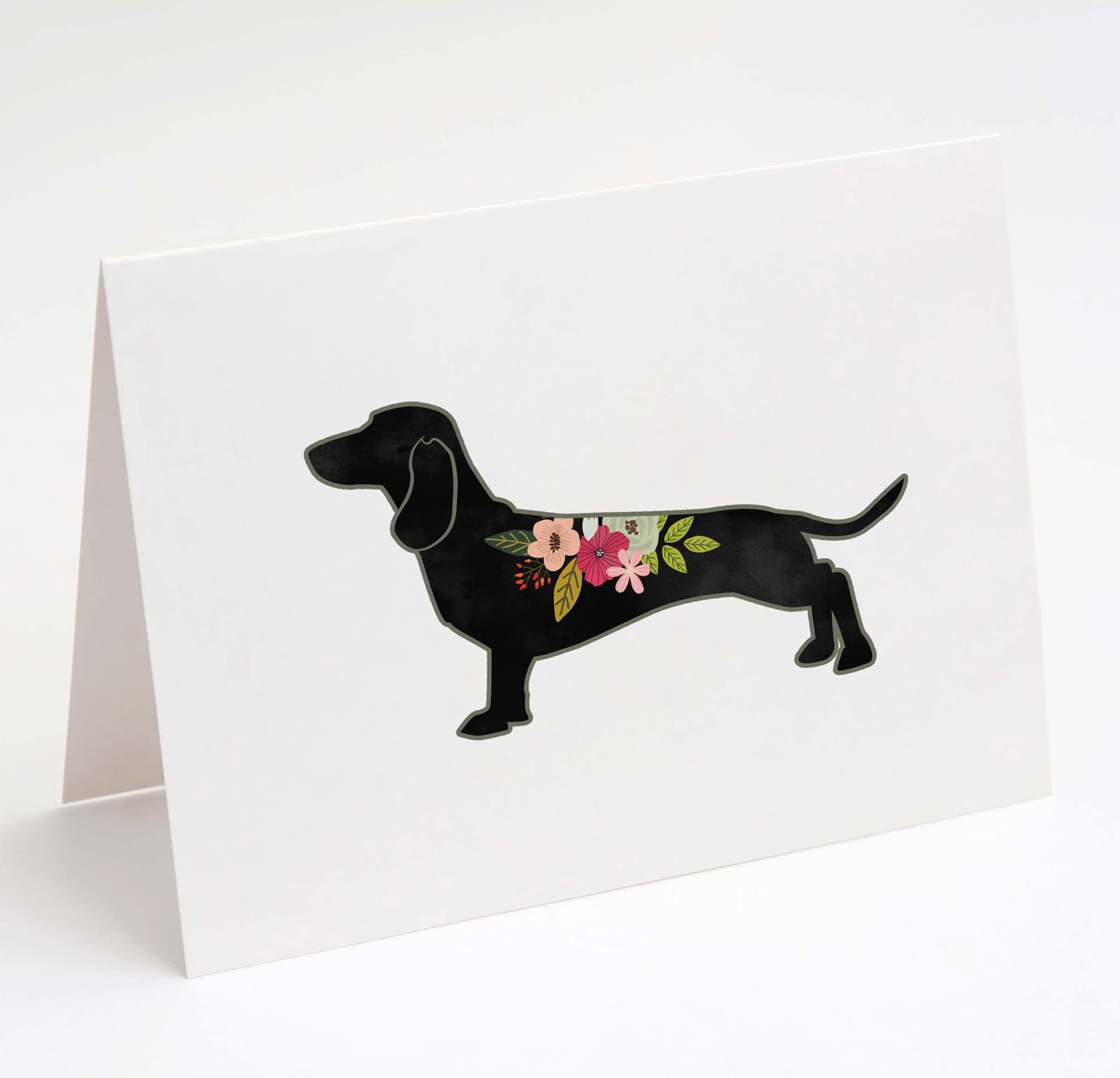 Boho Floral Dachshund Dog Breed Greeting Cards - Pack of 6 A2 Size Blank Note Cards with Envelopes | Perfect for Birthday Gifts, Thank You Notes & Pet Lover Stationery