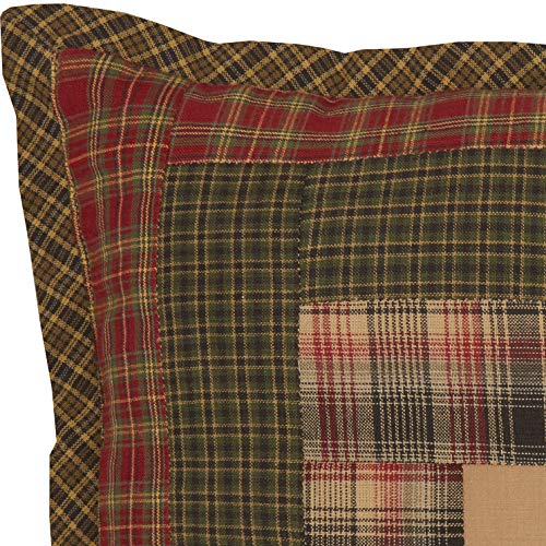 Rustic 12x12 Inch Green Patchwork Cotton Pillow Cover - Thanksgiving Home Decor for Bedroom, Living Room & Sofa - Cozy Farmhouse Style Throw Pillow