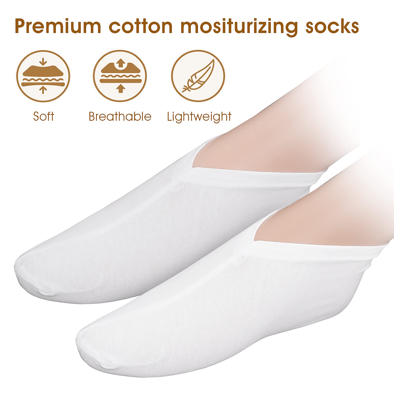 Moisturizing Socks for Dry Feet - 6 Pairs, Spa & Cracked Heel Repair for Women & Men - Perfect for Overnight Foot Care