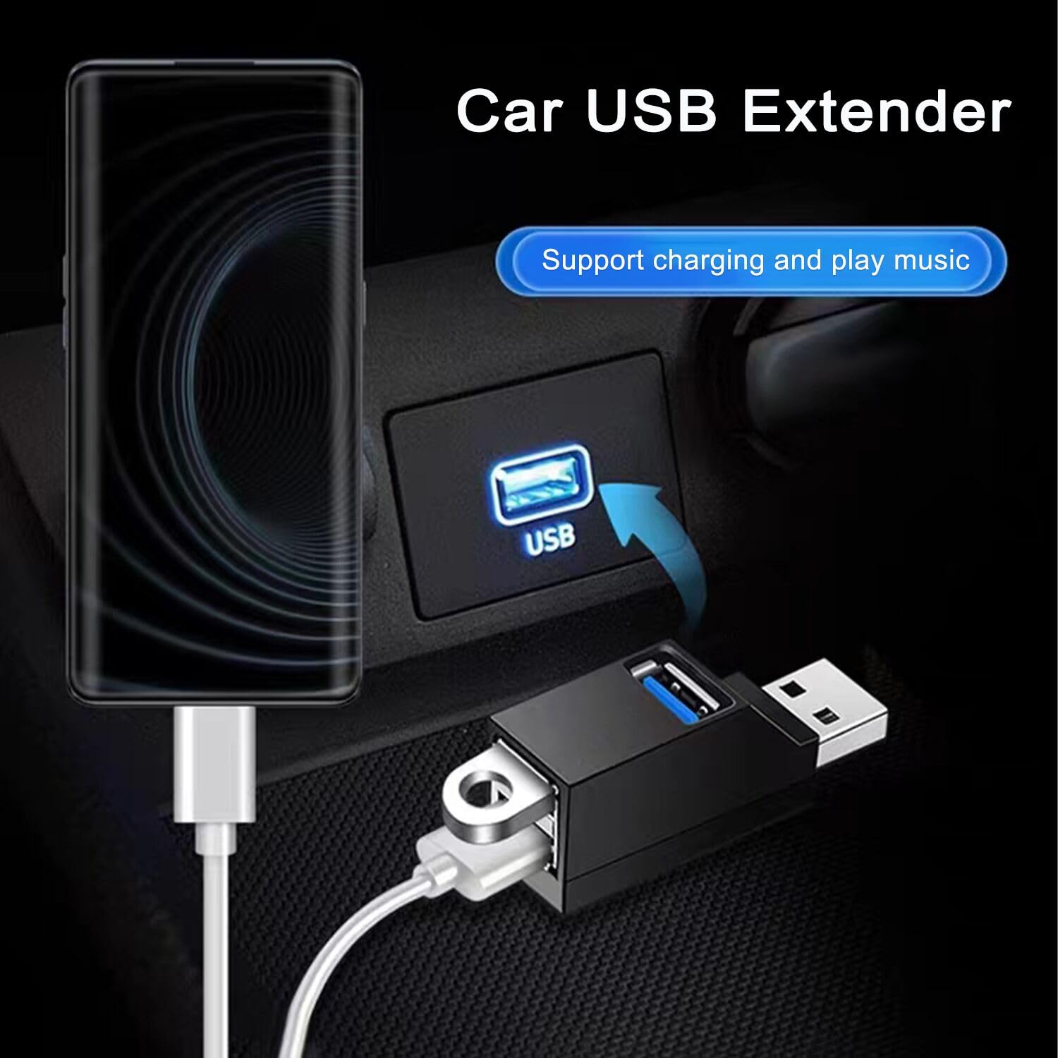 VIENON 3-Port USB 3.0 Hub - High Speed Portable USB Splitter for Laptop, MacBook, iMac, PC - Perfect for Home Office, Travel & Car Charging Station