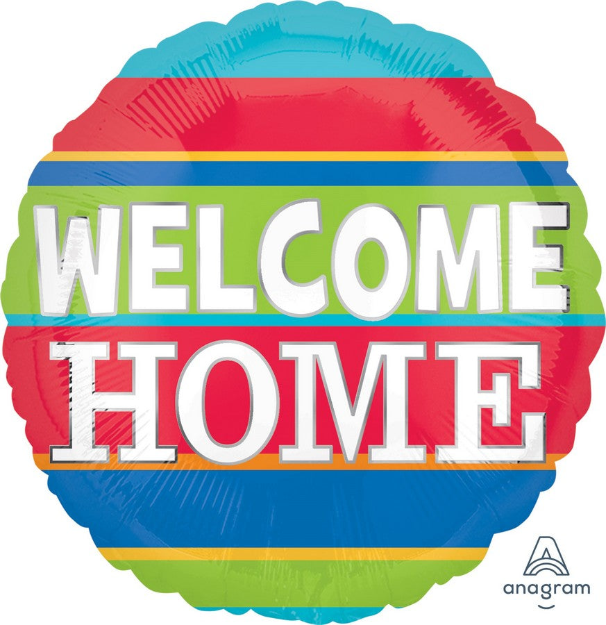 45cm Standard HX Welcome Home Colorful Stripes Balloon - Perfect for Birthday Parties, Home Decorations & Celebrations