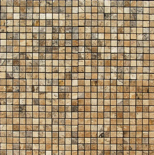 Philadelphia 1X1 Travertine Tumbled Mosaic Tile - Box of 5 sq. ft. for Bathroom Backsplash, Kitchen Wall, and Shower Floor Decoration