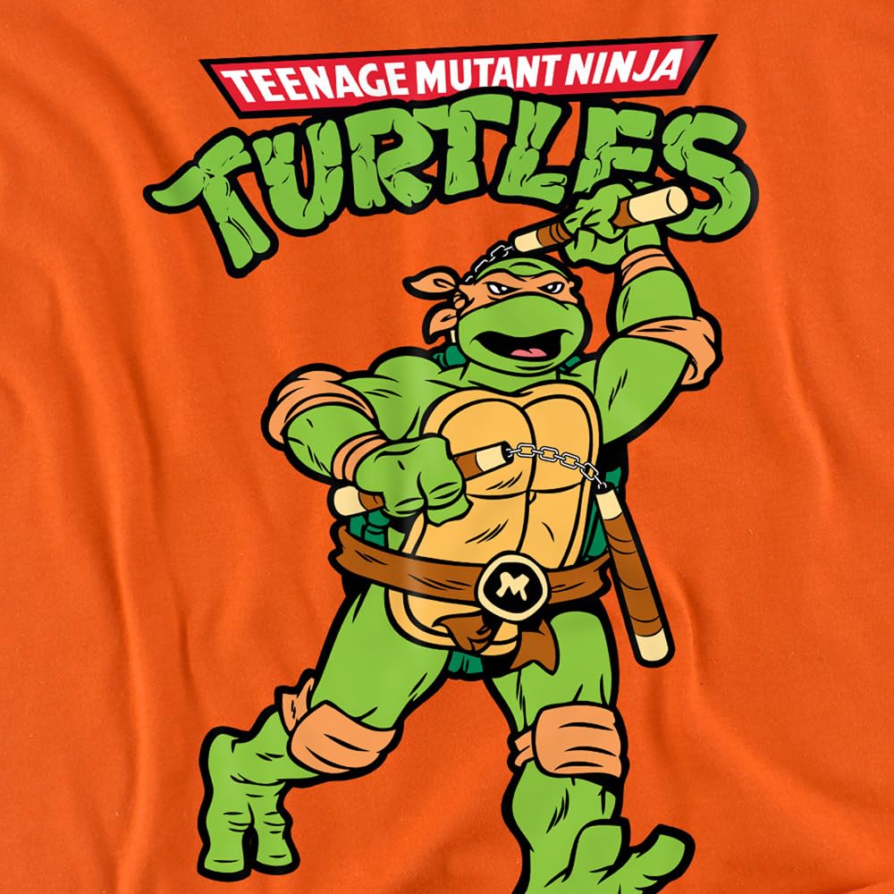 Popfunk Classic TMNT Teenage Mutant Ninja Turtles Unisex Adult T-Shirt - Retro Mikey Design for Men & Women - Perfect for Cosplay, Comic Con & Casual Wear