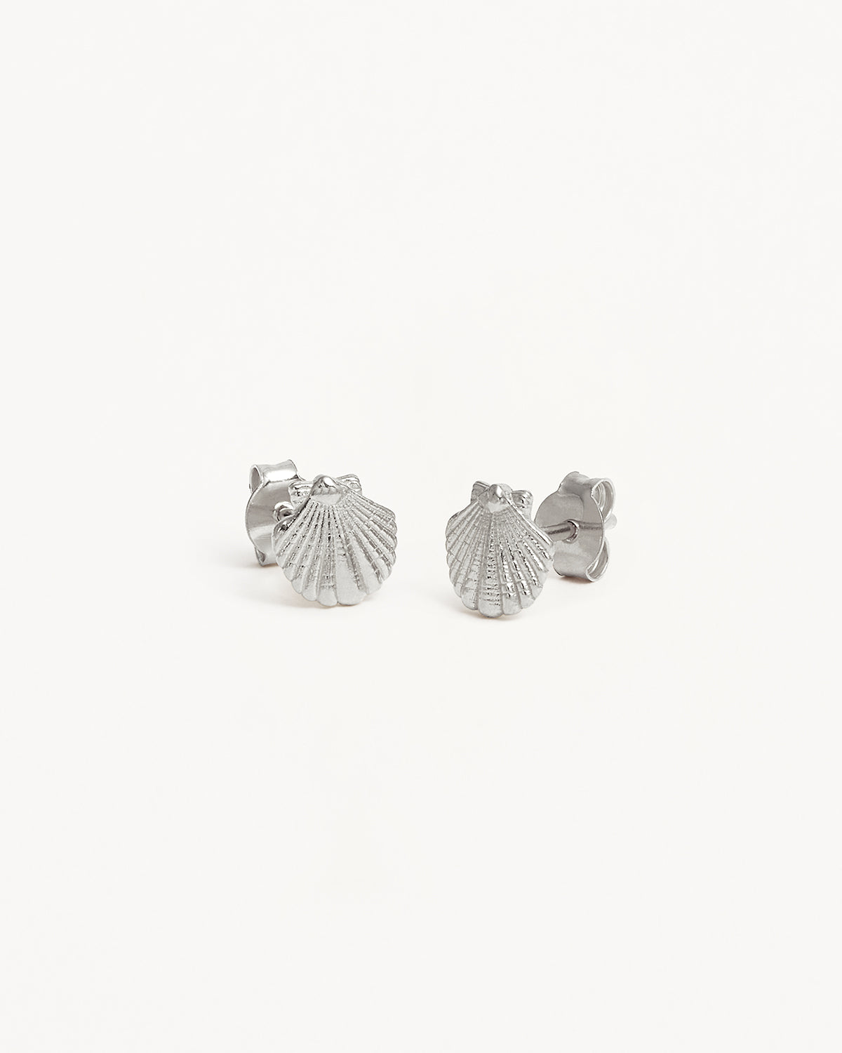 By the Shore Sterling Silver Shell Stud Earrings - Elegant Beach Jewelry for Women, Perfect for Summer Vacations & Casual Outings