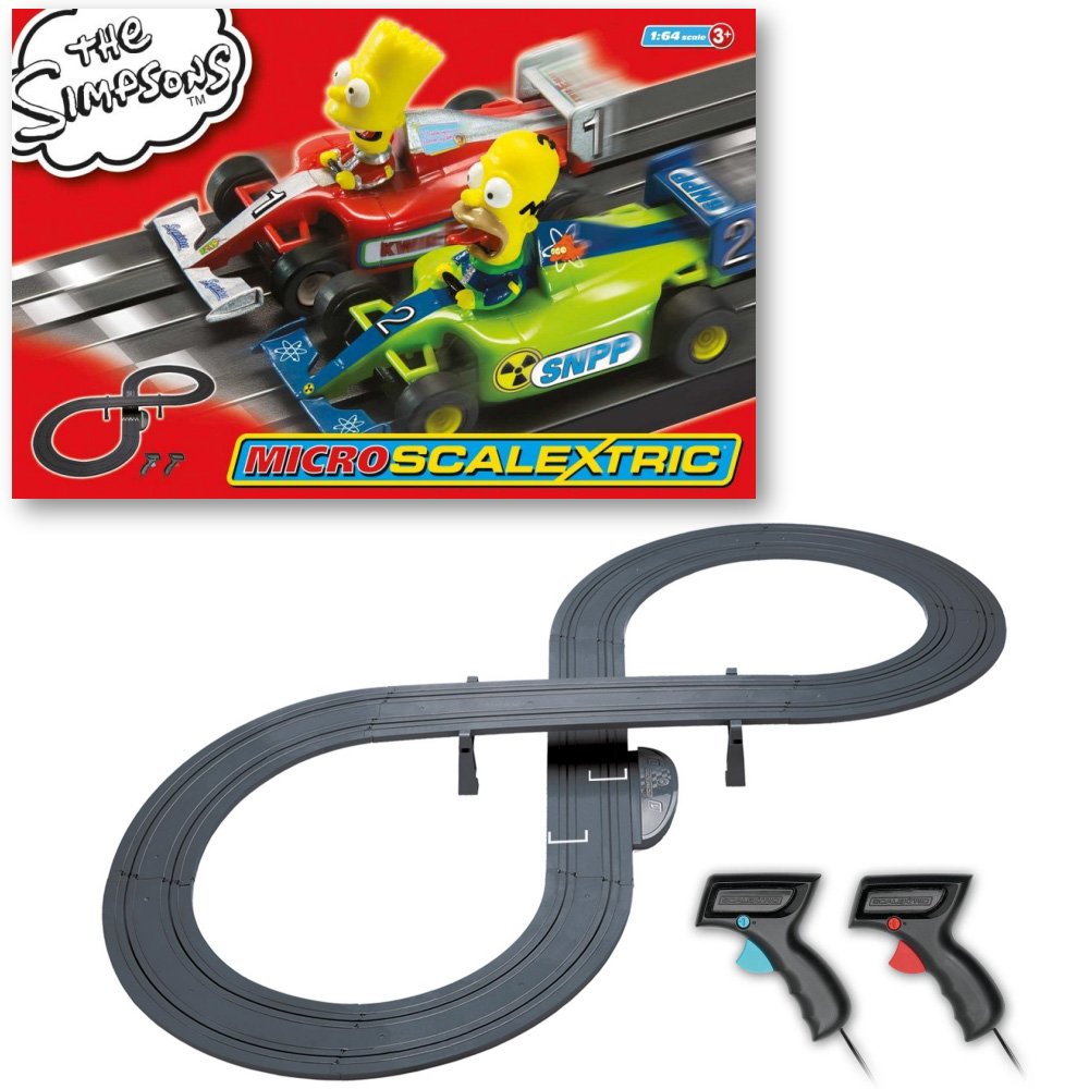 Scalextric Micro The Simpsons Grand Prix Race Set (1:64 Scale) - Electric Slot Car Racing Toy for Kids & Adults, Perfect for Family Game Night & Collectors Display