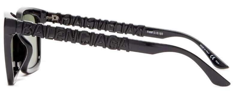 Balenciaga BB0108S 001 Black Green Square Full Rim Unisex Sunglasses - Stylish UV Protection for Men & Women - Perfect for Beach, Driving & Outdoor Activities