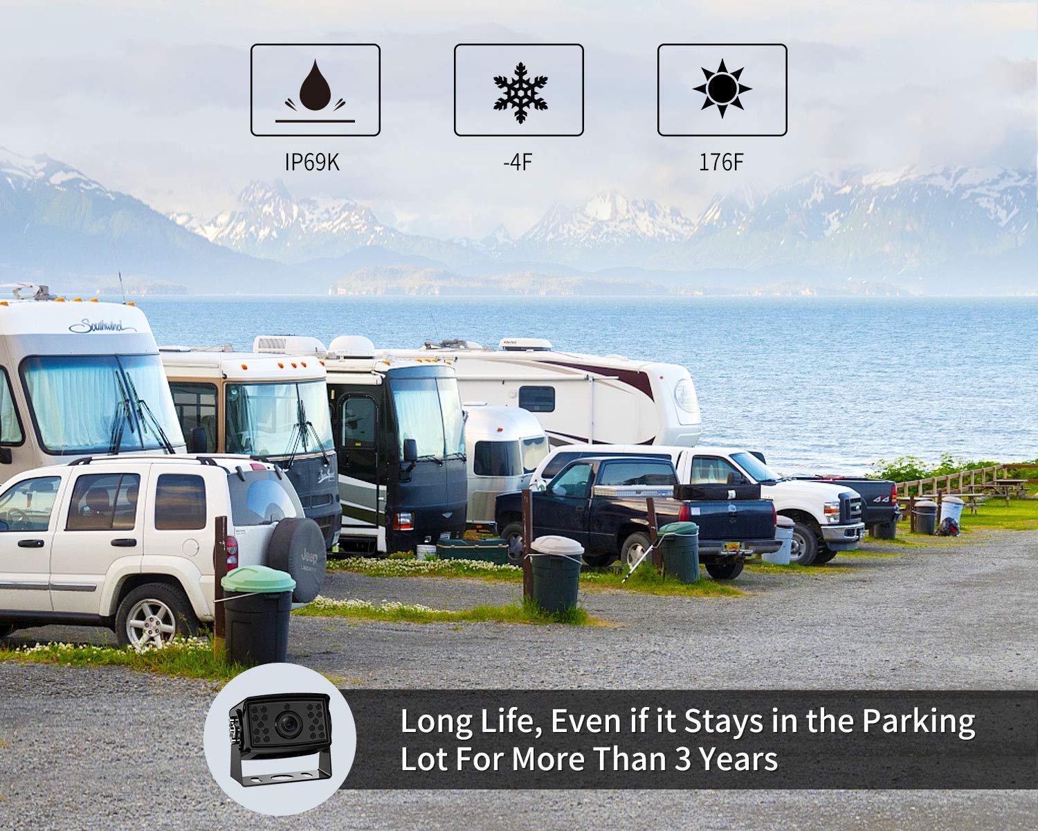 FOOKOO Ⅱ HD Backup Camera System Kit - 7'' 1080P Reversing Monitor with IP69 Waterproof Rear View Camera, Sharp CCD Chip for Trucks, Semi-Trailers, Box Trucks & RVs | Perfect for Night Driving and Tight Parking (FHD1-Wired)