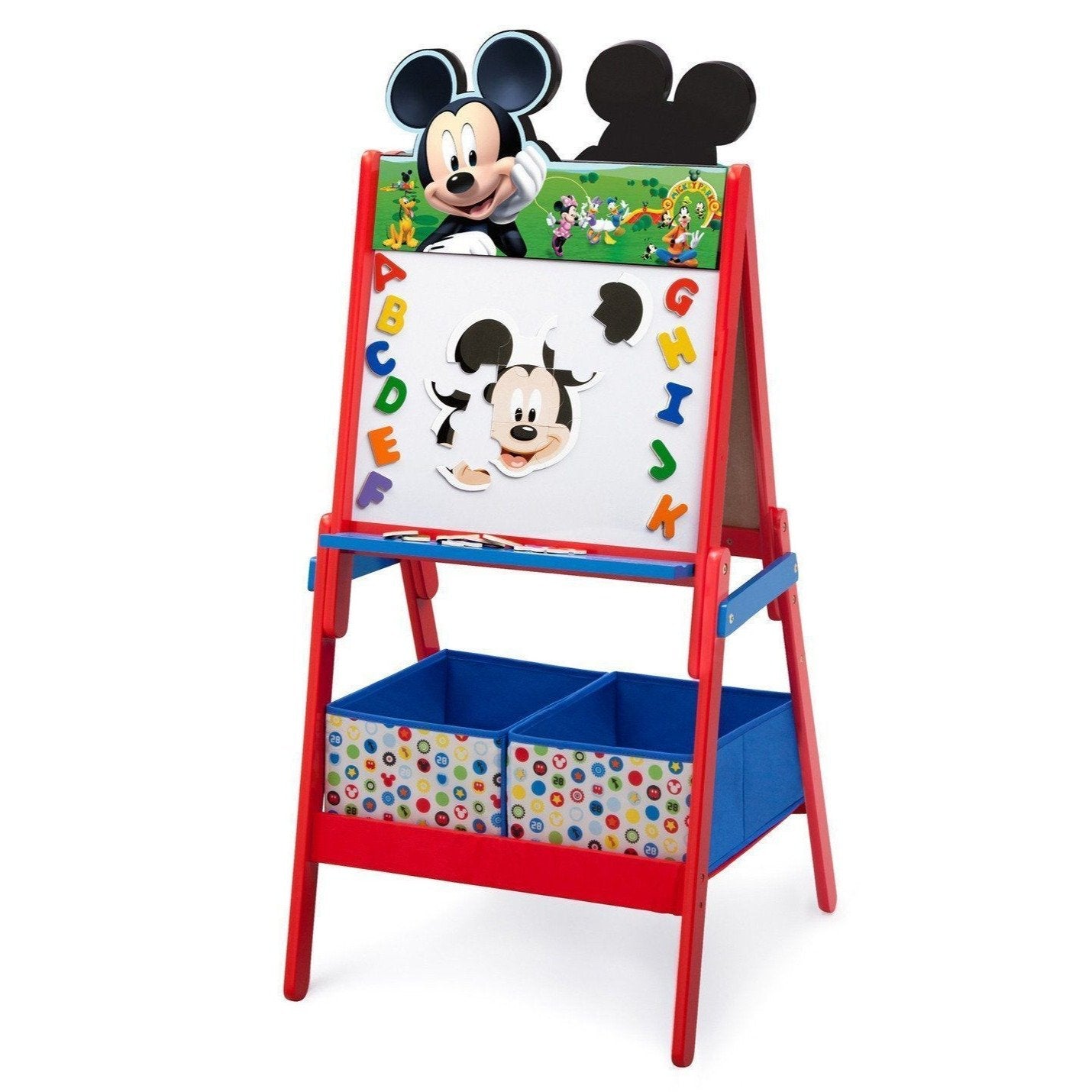 Mickey Mouse Wooden Double-Sided Kids Art Easel - Drawing Board & Chalkboard for Children's Creative Play & Learning Activities