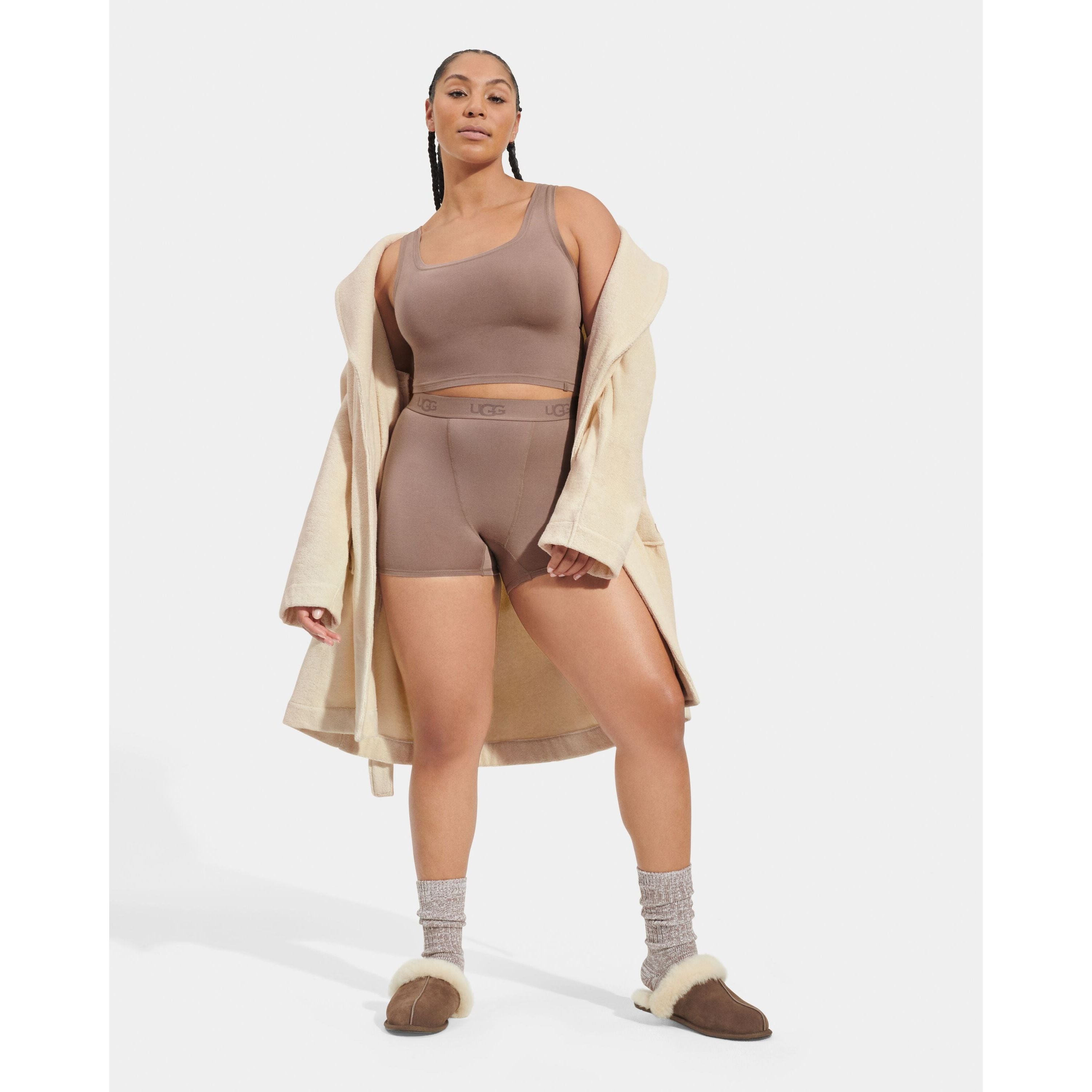 UGG Women's Lenore Terry Robe - Soft Plush Fleece Bathrobe with Pockets, Cozy Loungewear for Spa, Home Relaxation & Gift Giving