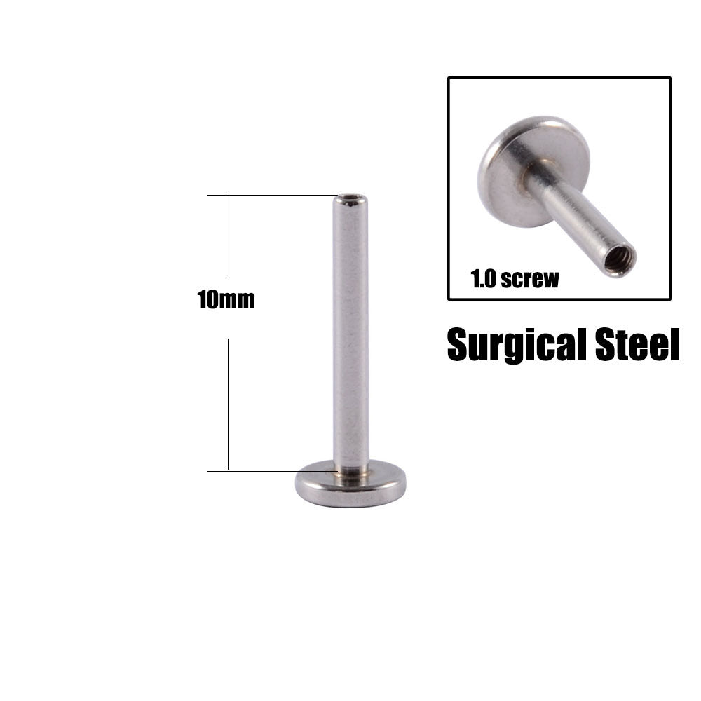 16G Titanium Internally Threaded Labret Bar - Hypoallergenic Body Jewelry for Lip, Nose & Ear Piercings | Perfect for Everyday Wear & Healing | DR001