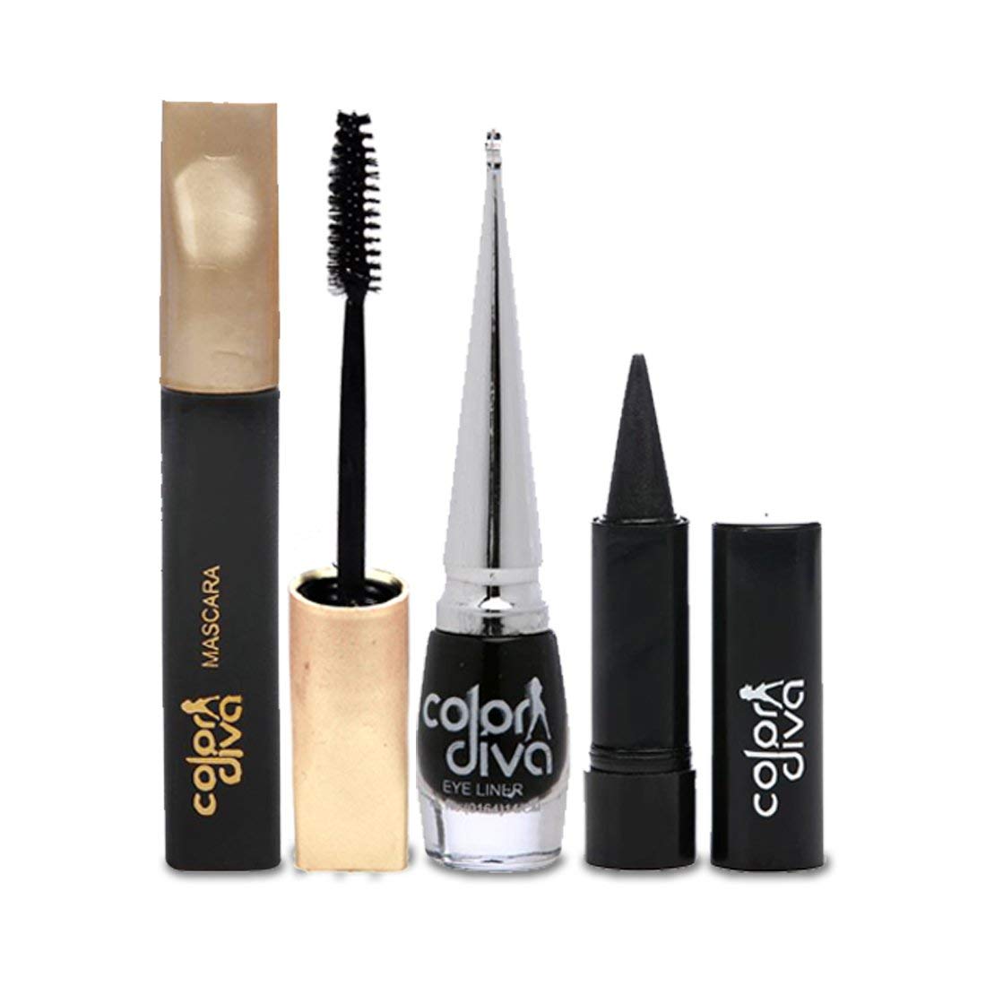 Adbeni Black Mascara, Kajal & Eyeliner 3-Piece Set - Volumizing, Smudge-Proof & Waterproof Eye Makeup Kit for Dramatic Lashes & Bold Eyeliners (Perfect for Everyday Wear, Parties & Special Occasions)