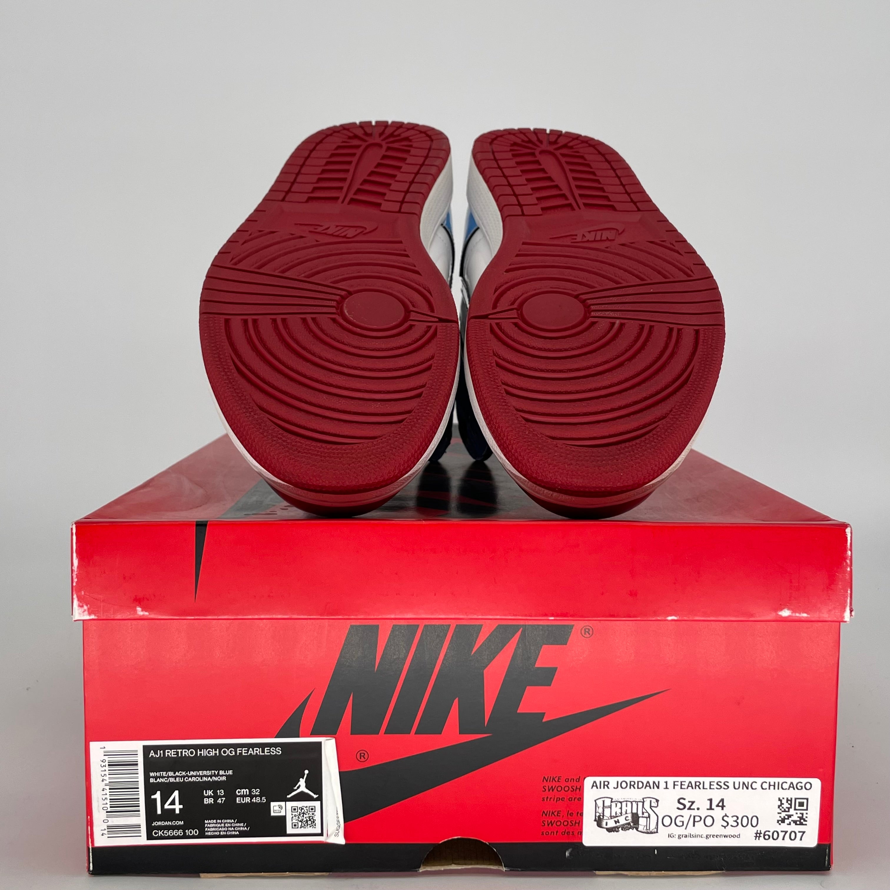 **Air Jordan 1 Fearless UNC Chicago Men's Basketball Shoes - Size 14 (CK5666-100) - Authentic Retro Sneakers for Sports & Streetwear Fashion**