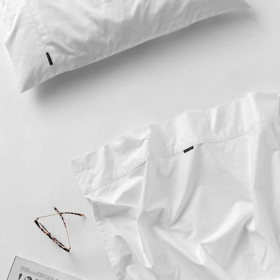 Augusta 100% Cotton Sheet Set 500 Thread Count White | King Single Bed 50cm | Luxury Bedding for Hotels, Dorms & Guest Rooms