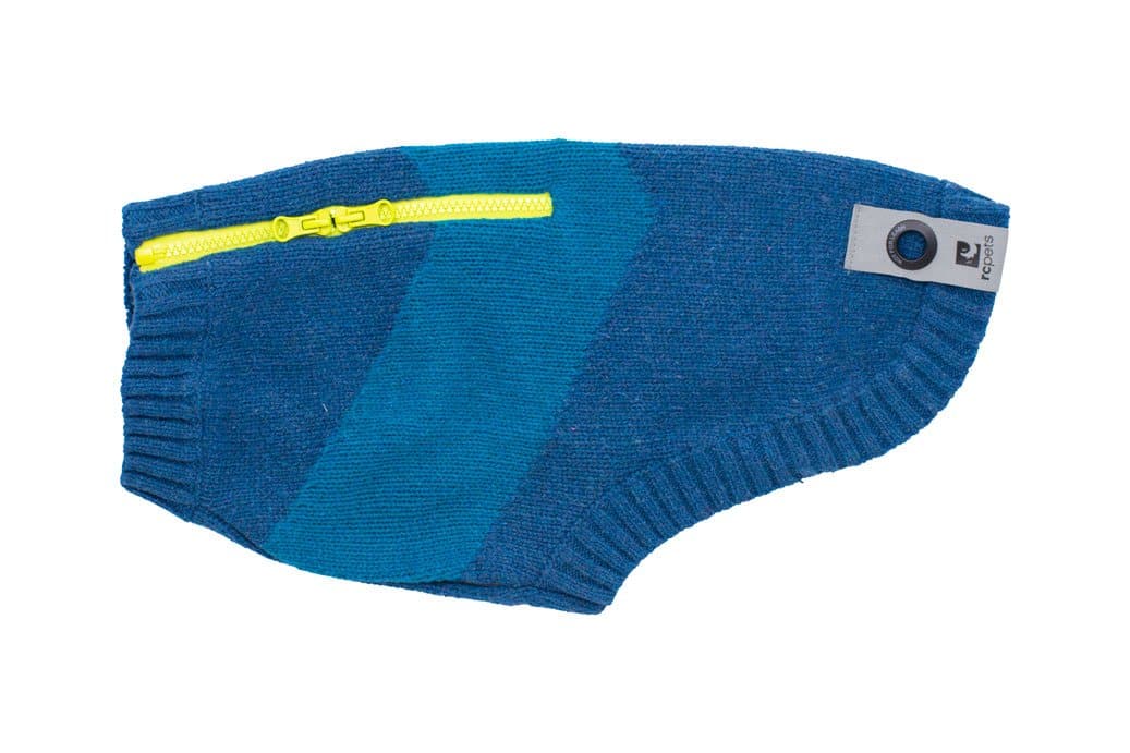 Recycled Wool Blue Two-Tone Alpaca Sweater for Dogs - Warm & Cozy Winter Outfit for Small & Medium Breeds - Perfect for Cold Weather Walks & Outdoor Adventures