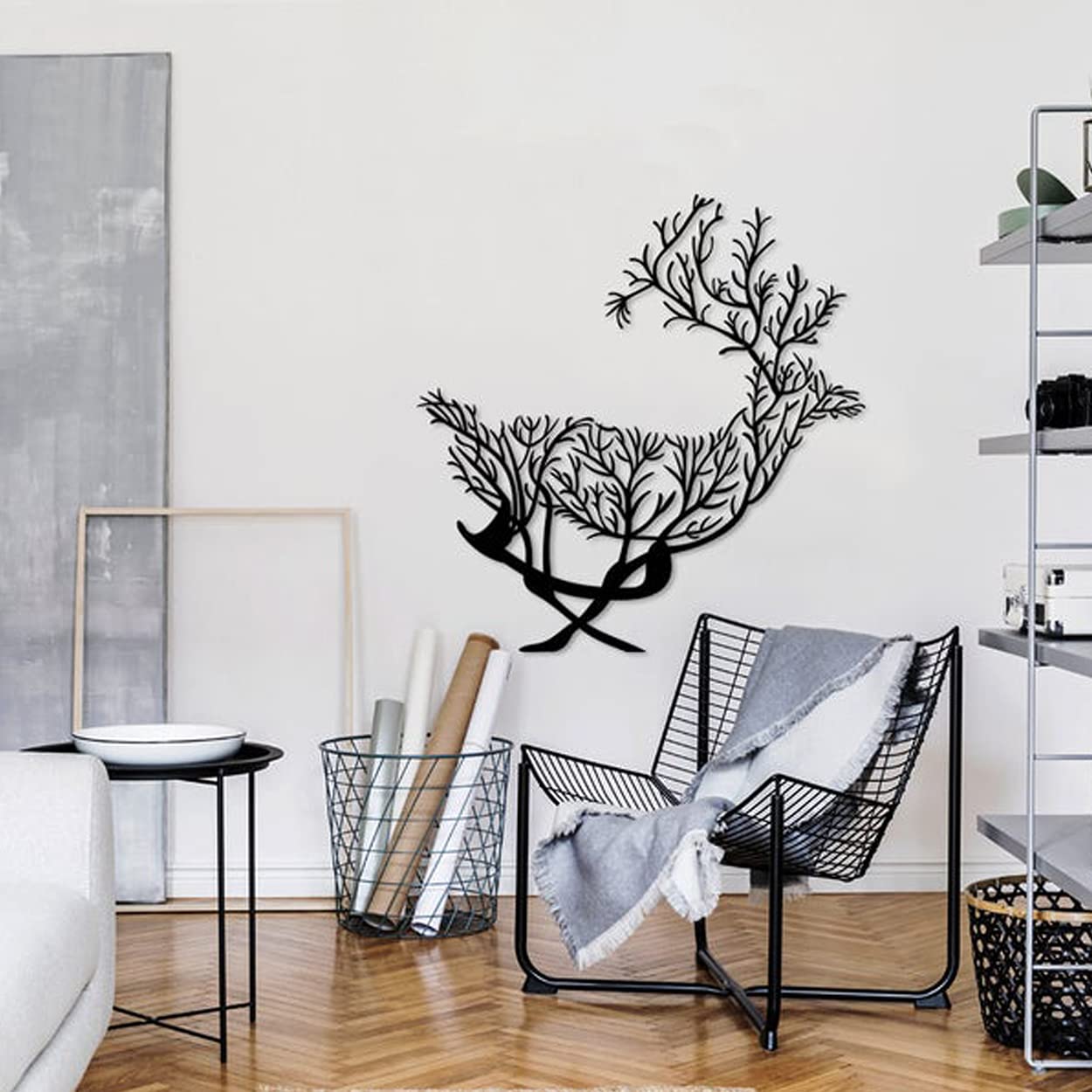LaModaHome Metal Wall Art - Forestry Deer Black Wall Decor for Living Room, Bedroom, Kitchen & Bathroom | Indoor & Outdoor Decoration | Rustic Wall Hanging for Home & Office Decor