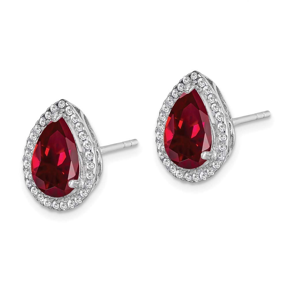 925 Sterling Silver Lab-Created Ruby & Cubic Zirconia Stud Earrings for Women - Elegant Fine Jewelry Gift for Her - Perfect for Weddings, Anniversaries & Special Occasions
