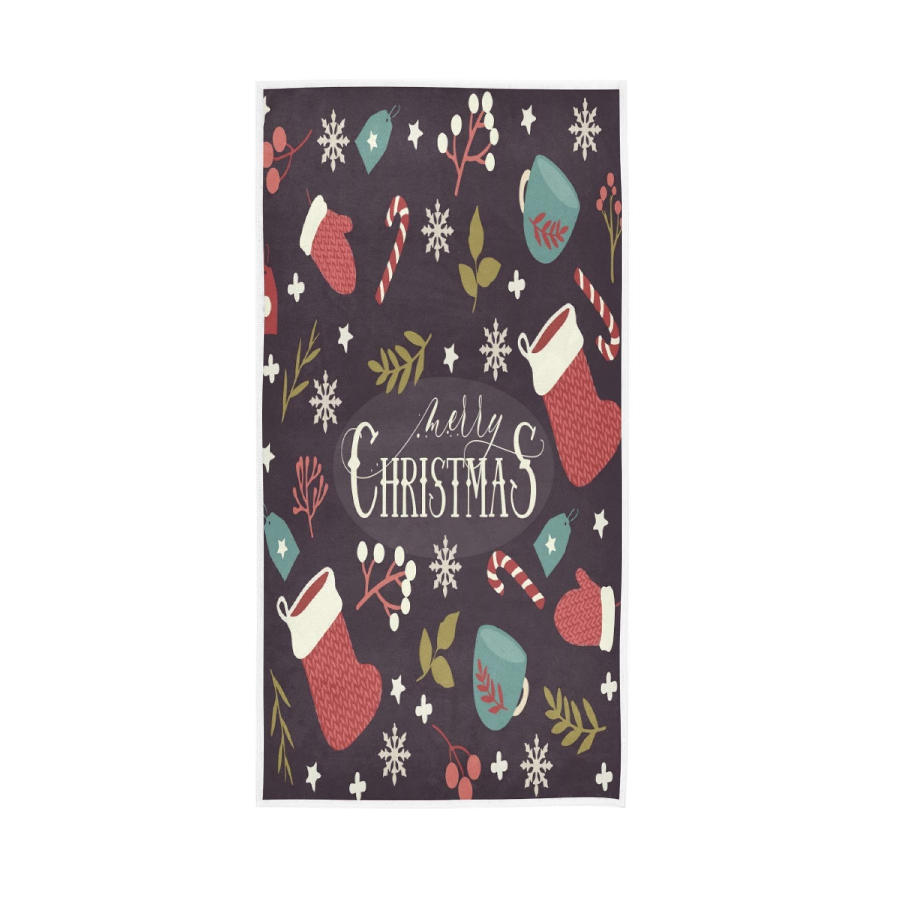 KLL Winter Sock Mittens & Merry Christmas Hand Towels - 30x15 Inch Soft Cotton Bath Towels for Farmhouse, Beach, Hotel & Spa - Lightweight Guest Towels for Holiday Decor, Bathroom Essentials & Cozy Home Gifts