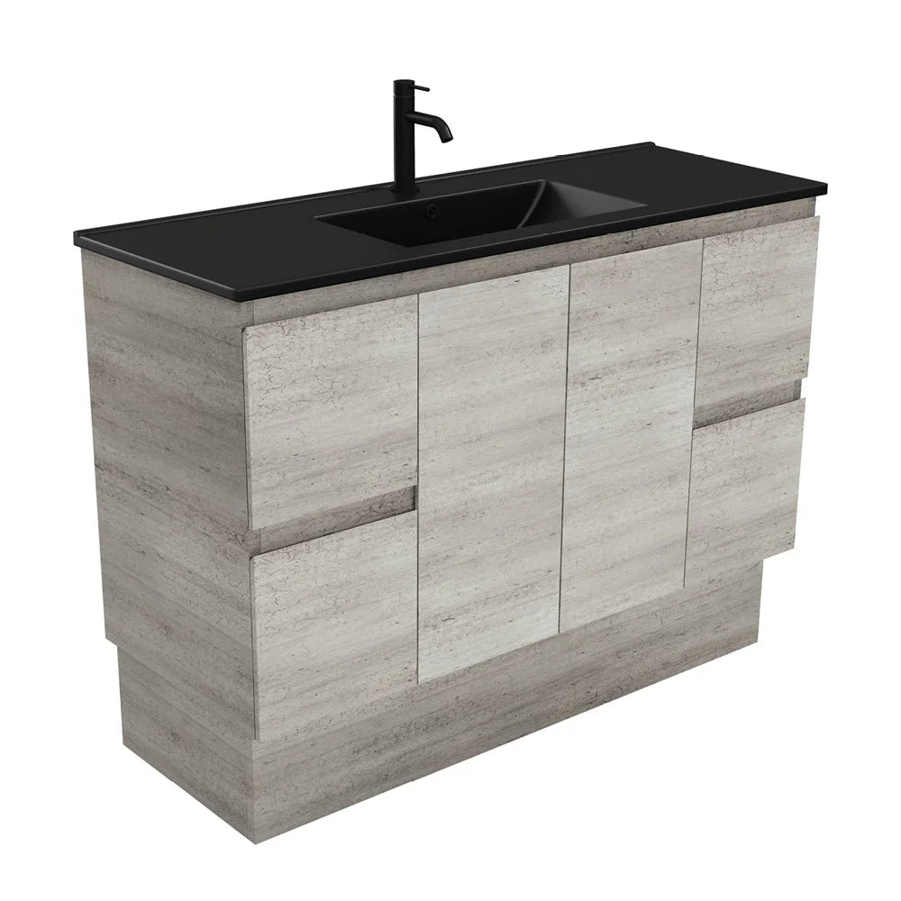 Fienza TCLB120XK 1200mm Dolce Edge Industrial Vanity with Kickboard - Modern Bathroom Sink Cabinet for Home & Commercial Use