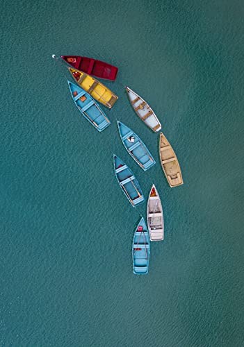 500-Piece Wooden Jigsaw Puzzle - Blue Beach Canoe Sea Boat Scenic Landscape - Adult & Family Puzzle Game for Teens, Kids Educational Art Gift - Perfect for Family Game Nights, Classroom Activities & Stress Relief