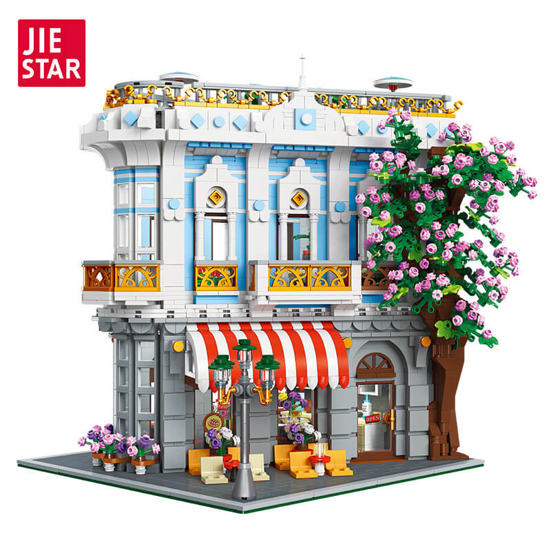 JIE STAR 89109 Sakura Restaurant Building Blocks Set - Japanese Cherry Blossom Themed Creative Construction Toy for Kids & Adults | Perfect for Home Decoration, Gift Giving & Asian Culture Enthusiasts