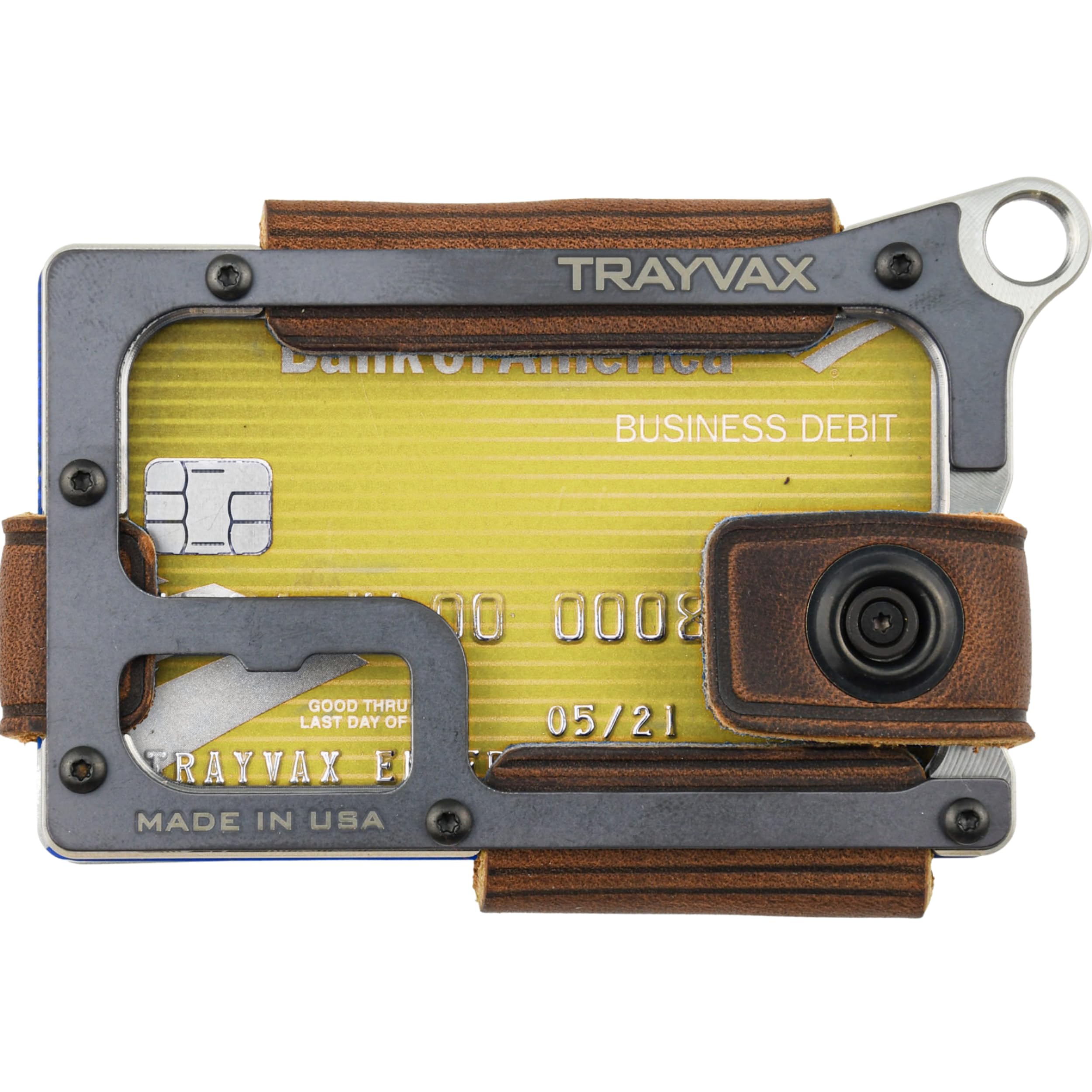 Trayvax Contour RFID Front Pocket Wallet - Slim Leather & Metal Minimalist Money & Credit Card Holder for Men & Women - Raw Mississippi Mud - Perfect for Travel, Everyday Carry & Secure Storage