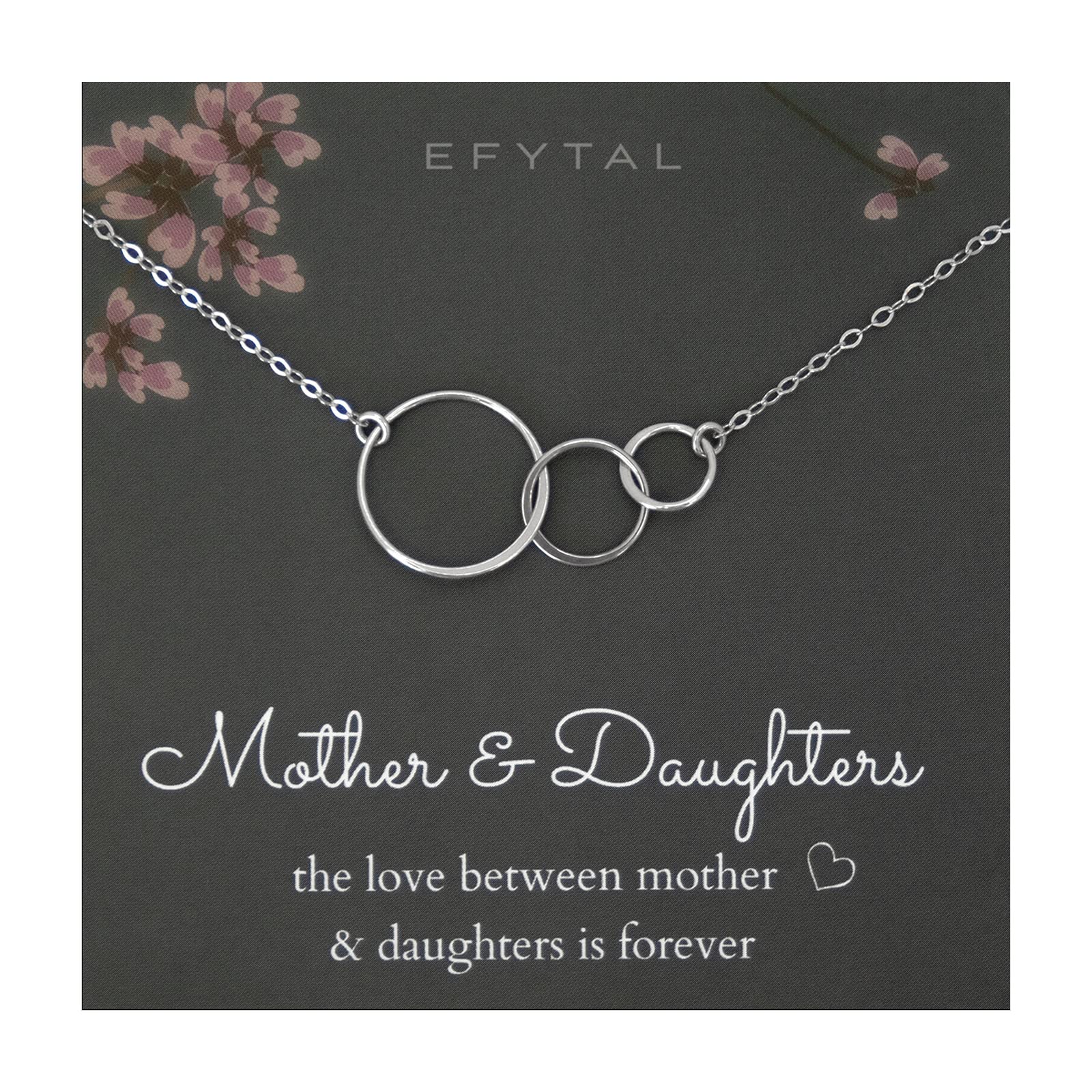 EFYTAL Sterling Silver & Gold Plated Infinity Circle Mother Daughter Necklace - Elegant Matching Jewelry for Women, Perfect Mom Gift from Daughter or Daughter Gift from Mom - Ideal for Birthday, Anniversary, Mother's Day & Special Occasions