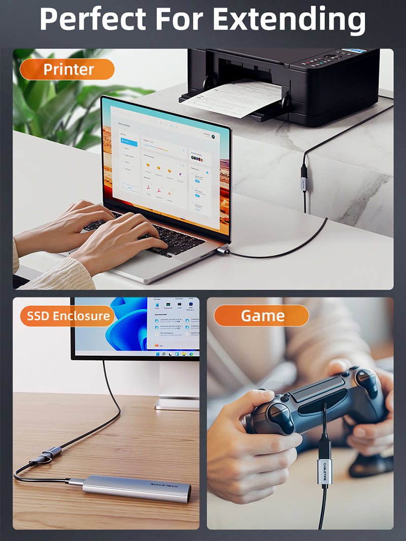 USB 3.0 Extension Cable A Male to Female 10ft High Speed Data Transfer Cord for Laptop, PC, Printer, Hard Drive & Home Office Setup