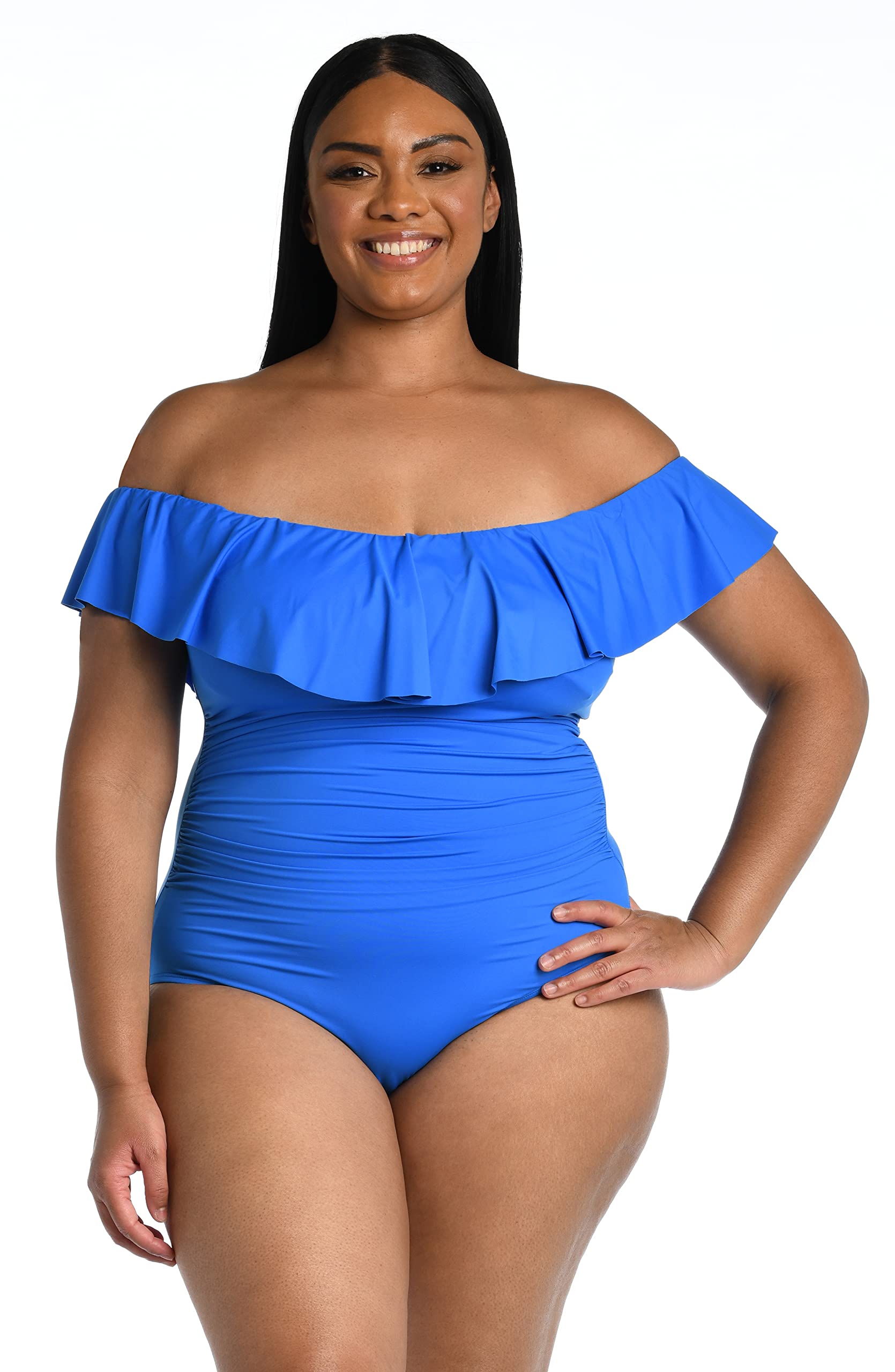 La Blanca Women's One Piece Swimsuit - Off Shoulder Ruffle Bikini Swimwear for Beach Vacation, Pool Party & Summer Getaway | Island Goddess Bathing Suit for Tropical Holiday