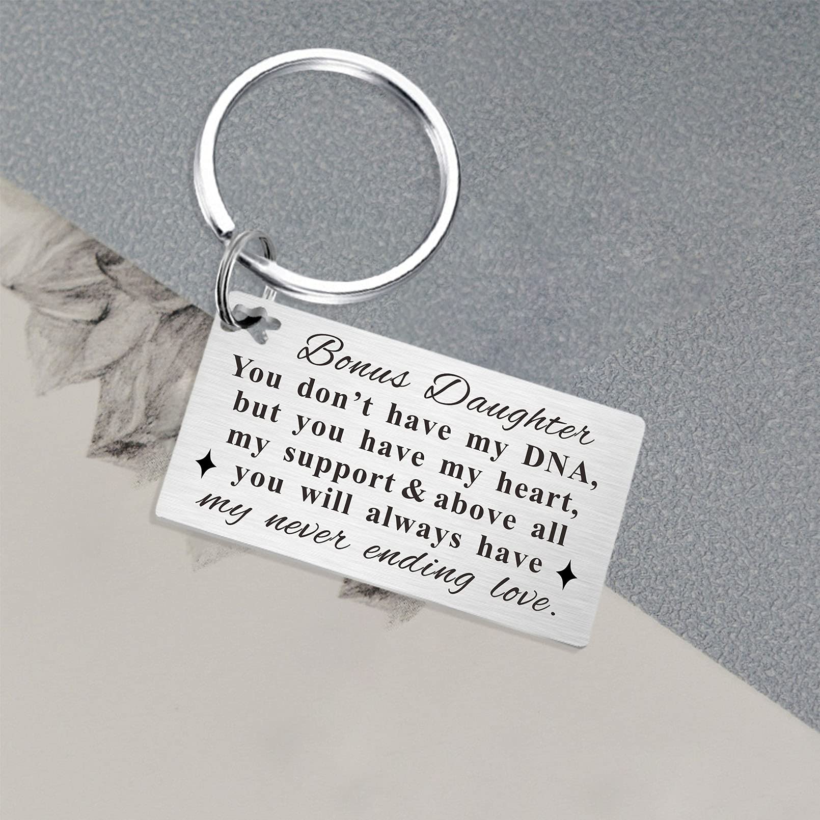 TGCNQ Bonus Daughter Gifts - Stepdaughter Keychain Keepsake for Special Occasions | Thoughtful Present for Birthdays, Christmas & Mother's Day