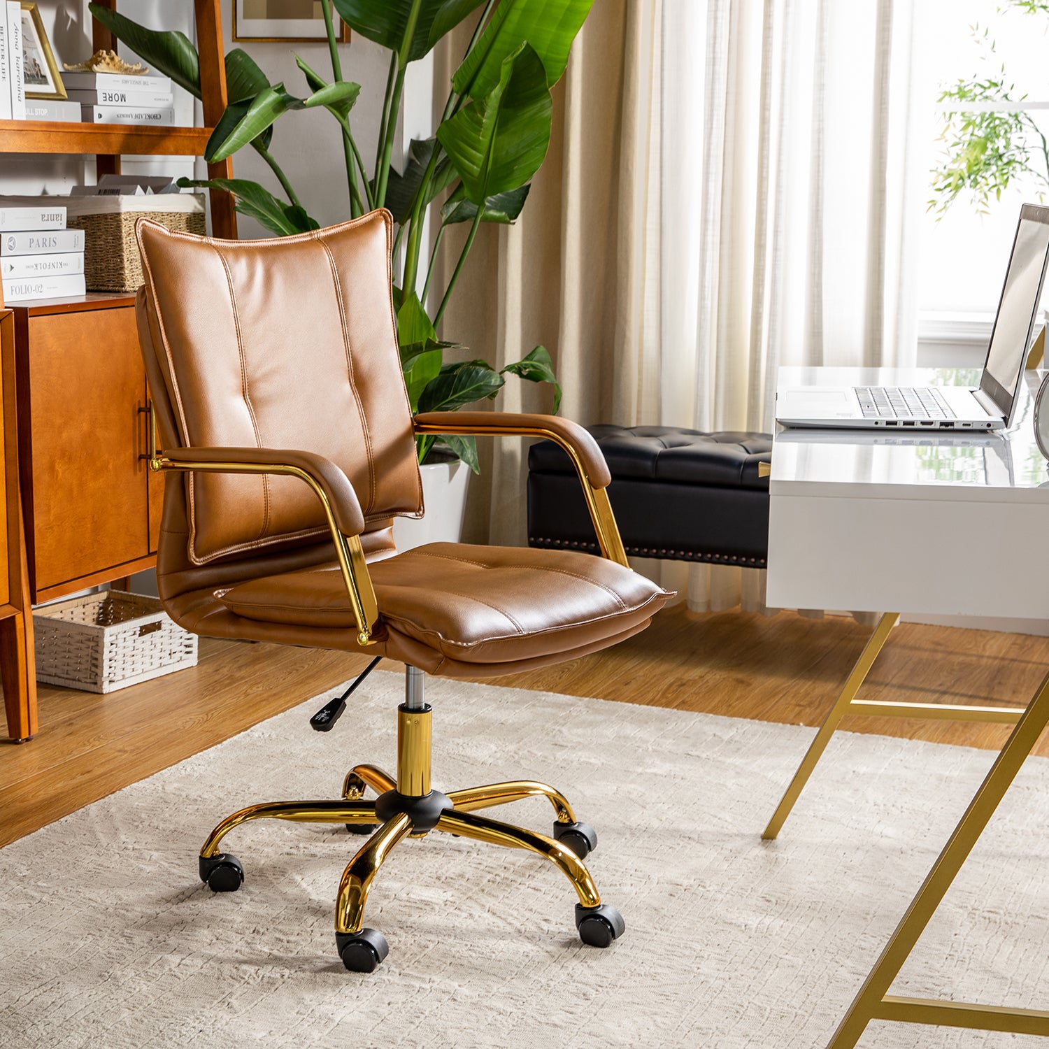 Stylish Michele Vegan Leather Task Accent Chair - Modern Office & Living Room Furniture for Home & Workspace