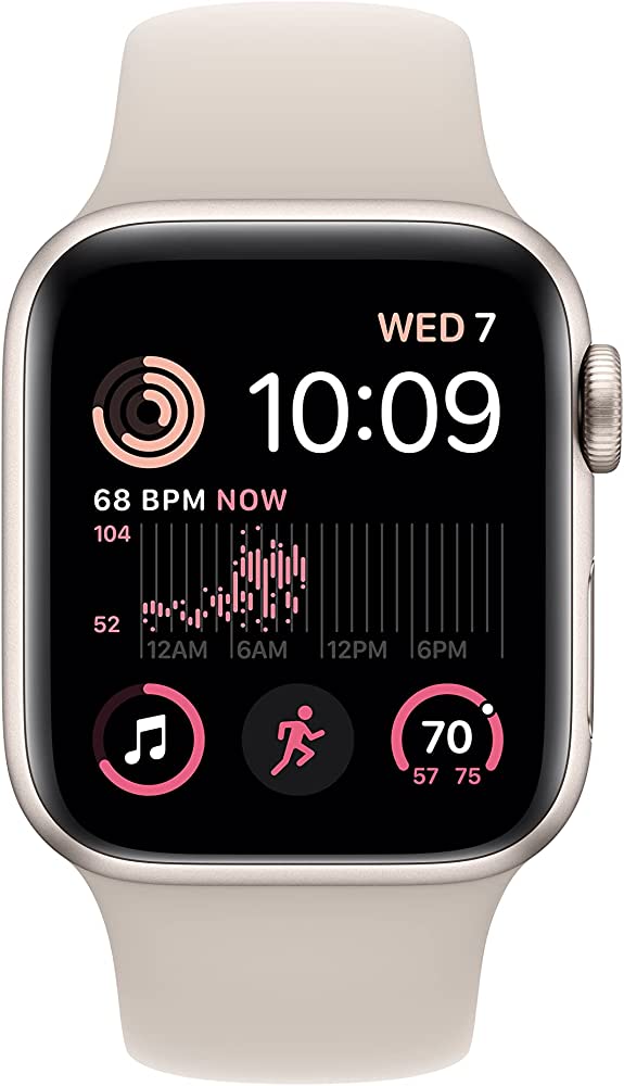 Apple Watch SE 2 (2022) 44mm GPS Smartwatch - Aluminum Case with Starlight Sport Band (M/L Size) - MNTD3LL/A Model | Fitness Tracking, Heart Rate Monitor, Water Resistant for Running, Swimming & Daily Use