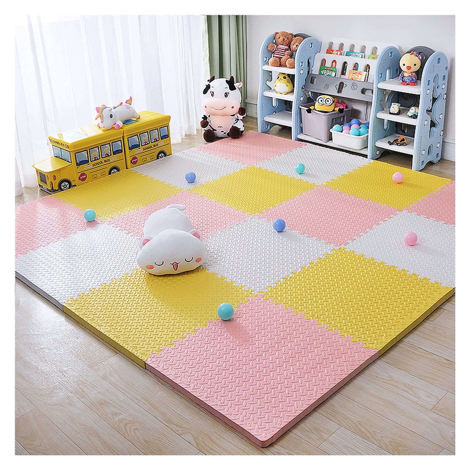 BDSHL Interlocking EVA Foam Puzzle Exercise Mat - Non-Slip Gym Flooring for Home Workouts, Yoga, and Equipment Protection (8-Piece Set, 60x60x1.0cm, Dark Color) | Ideal for Home Gyms, Playrooms, and Fitness Studios