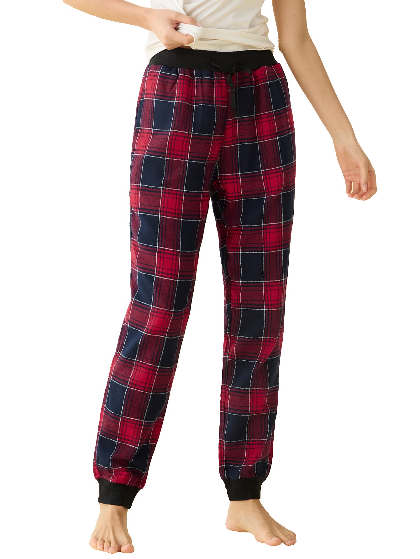 Women's Soft Cotton Flannel Plaid Pajama Pants - Cozy Lounge & Sleepwear for Winter Nights at Home