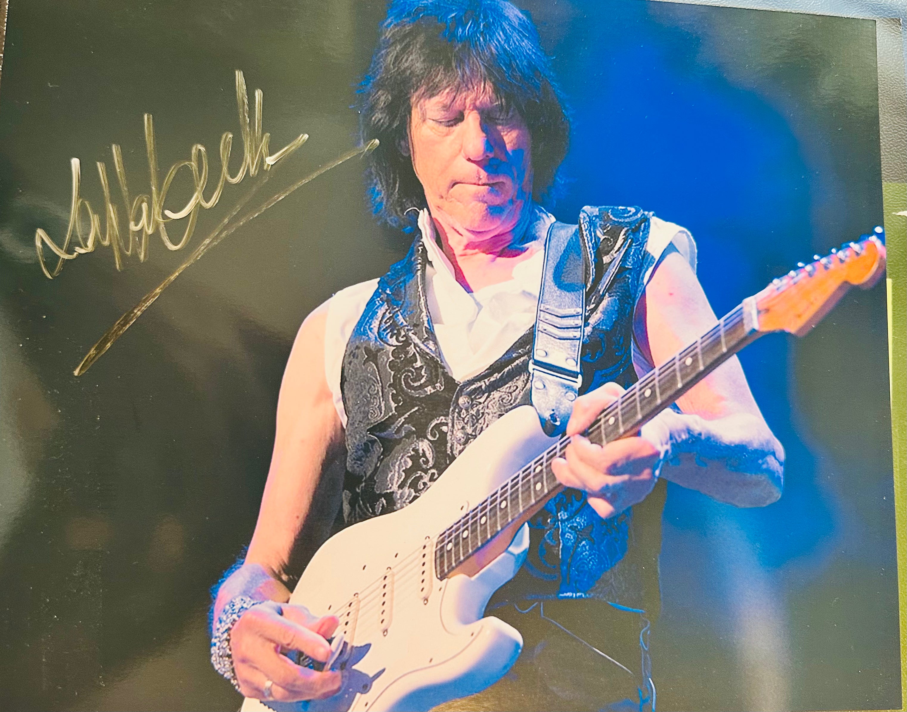 Jeff Beck Autographed 8x10 Photo - Rare Rockstar Memorabilia with COA - Perfect for Music Collectors & Home Decor