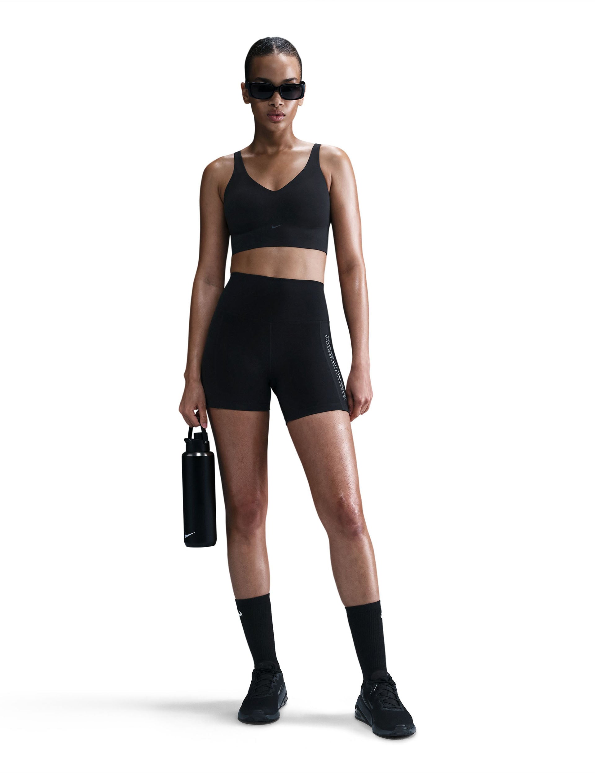 Alate Medium Support Longline Sports Bra for Women - High Impact Workout, Running, Yoga - Breathable & Comfortable - Black/Cool Grey - Perfect for Gym, Fitness & Active Lifestyle