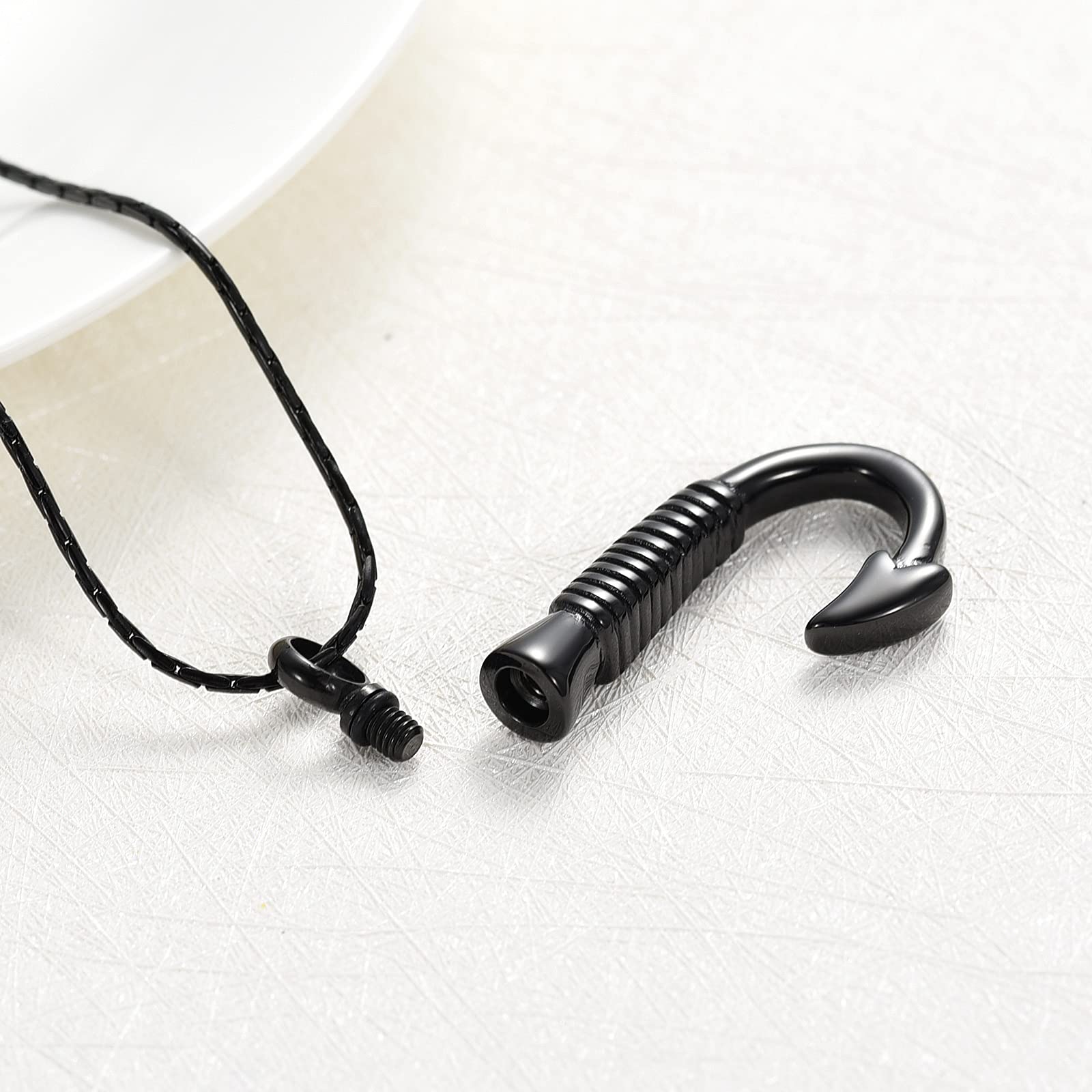 3 Pack Fish Hook Urn Necklace - Stainless Steel Memorial Pendant for Ashes - Cremation Jewelry for Women & Men - Perfect for Outdoor Memorials