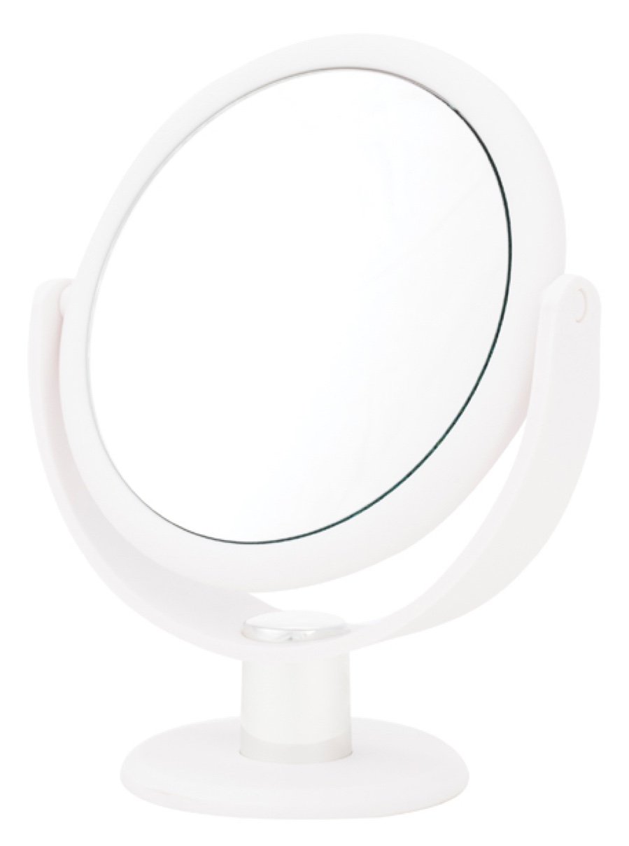 Danielle Creations 6.75-Inch Portable Two-Sided Vanity Makeup Mirror with 10x Magnification - 360° Rotation, No-Slip Soft Touch, White | Perfect for Home, Travel & Professional Makeup Application