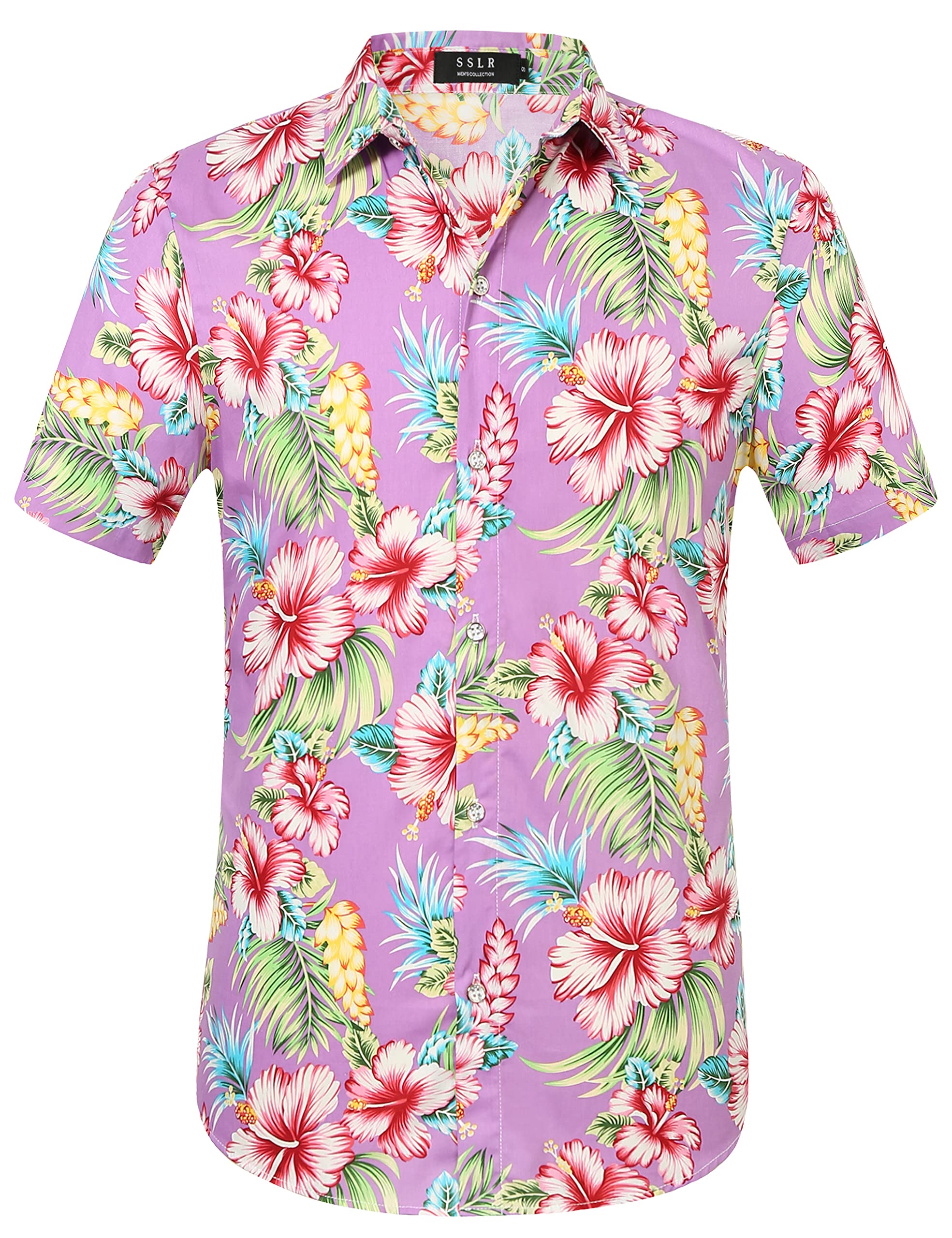 **Men's Hawaiian Shirt - Tropical Floral Short Sleeve Casual Button Down Shirt for Beach, Vacation & Summer Outfits**