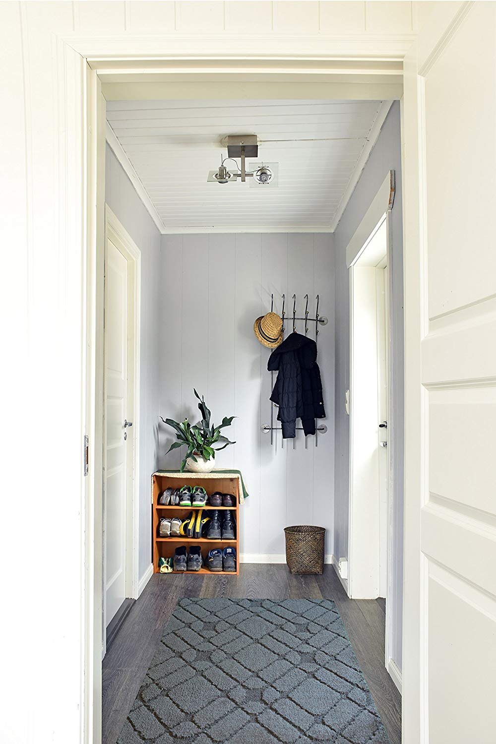 Custom Size Hallway Runner Rug - Non-Slip Trellis Pattern in Grey - 31