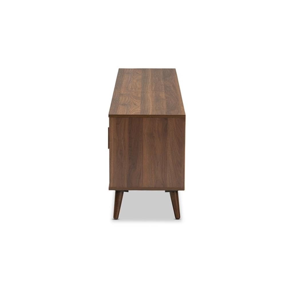 BOWERY HILL 2-Door Wood TV Stand Console Entertainment Center in White and Brown - Modern TV Cabinet for Living Room, Bedroom & Home Theater Storage