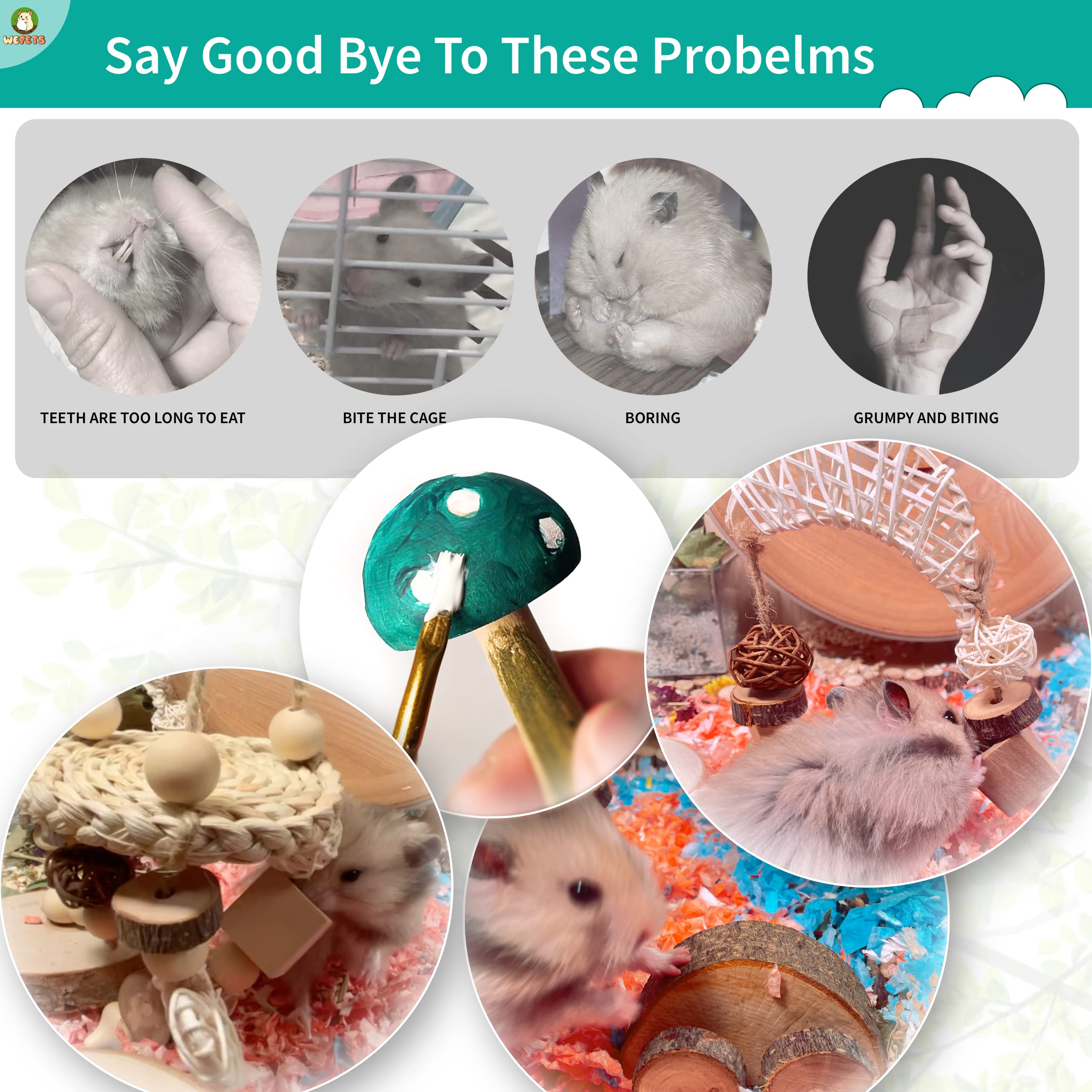 **Hamster Chew Toys for Small Pets - Fun Dental Toys for Hamsters, Gerbils, Mice & Rats - Natural Wood Chews to Reduce Boredom & Promote Teeth Grinding - Perfect for Cage Enrichment & Playtime**