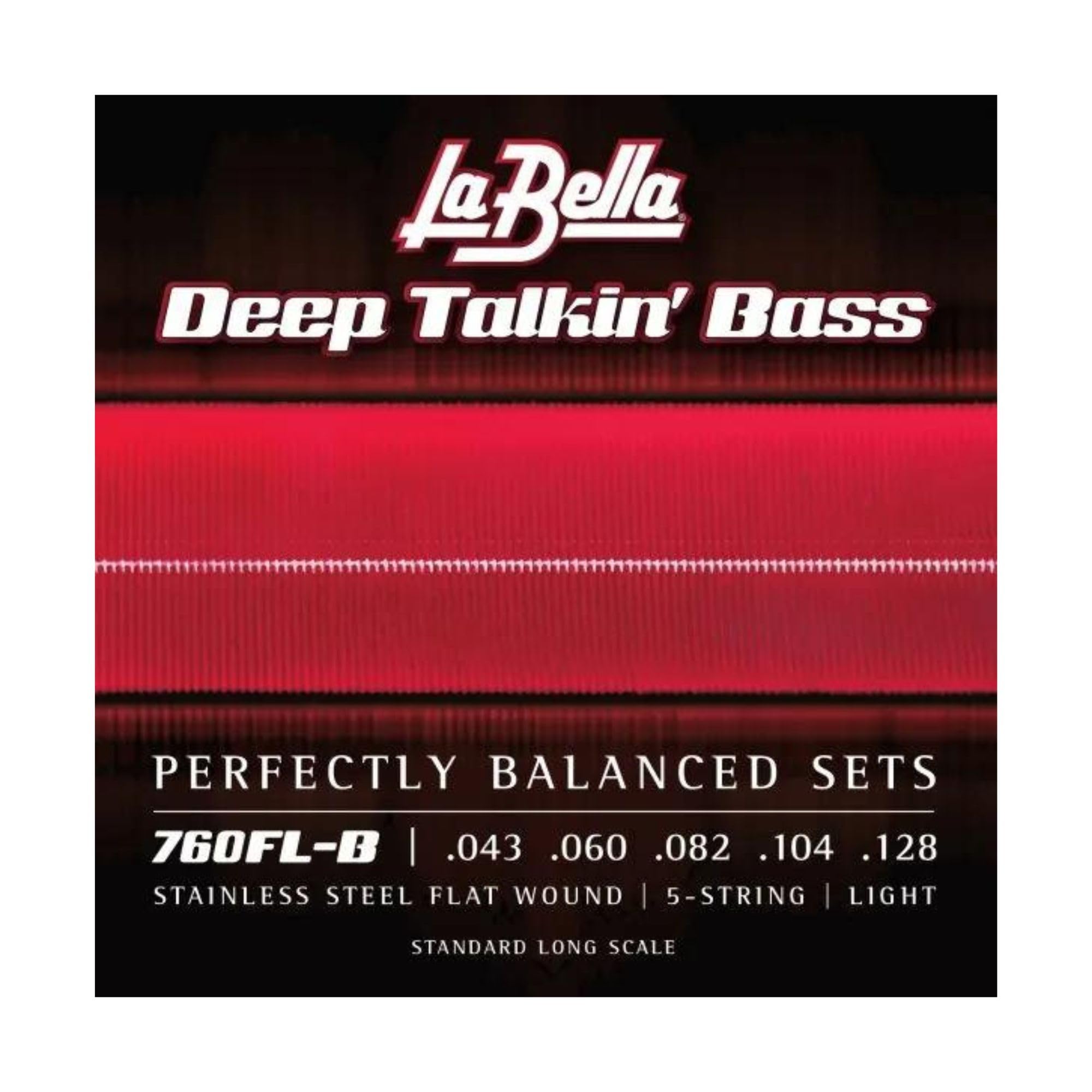 La Bella 760FL-B Deep Talkin' Stainless Steel Flat Wound Bass Strings 43-128 - Standard Long Scale for Smooth Jazz & Blues Performances