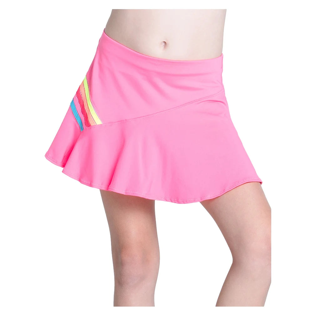 Prisma Stripe Tennis Skort for Girls - Pink Athletic Skirt with Built-in Shorts | Perfect for Tennis, Golf, School & Casual Wear