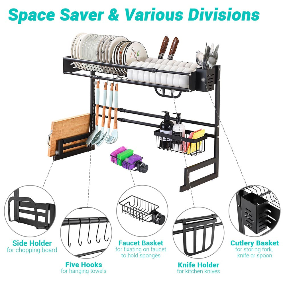 TheLAShop Large 2-Tier Over The Sink Dish Drying Rack - 23.6