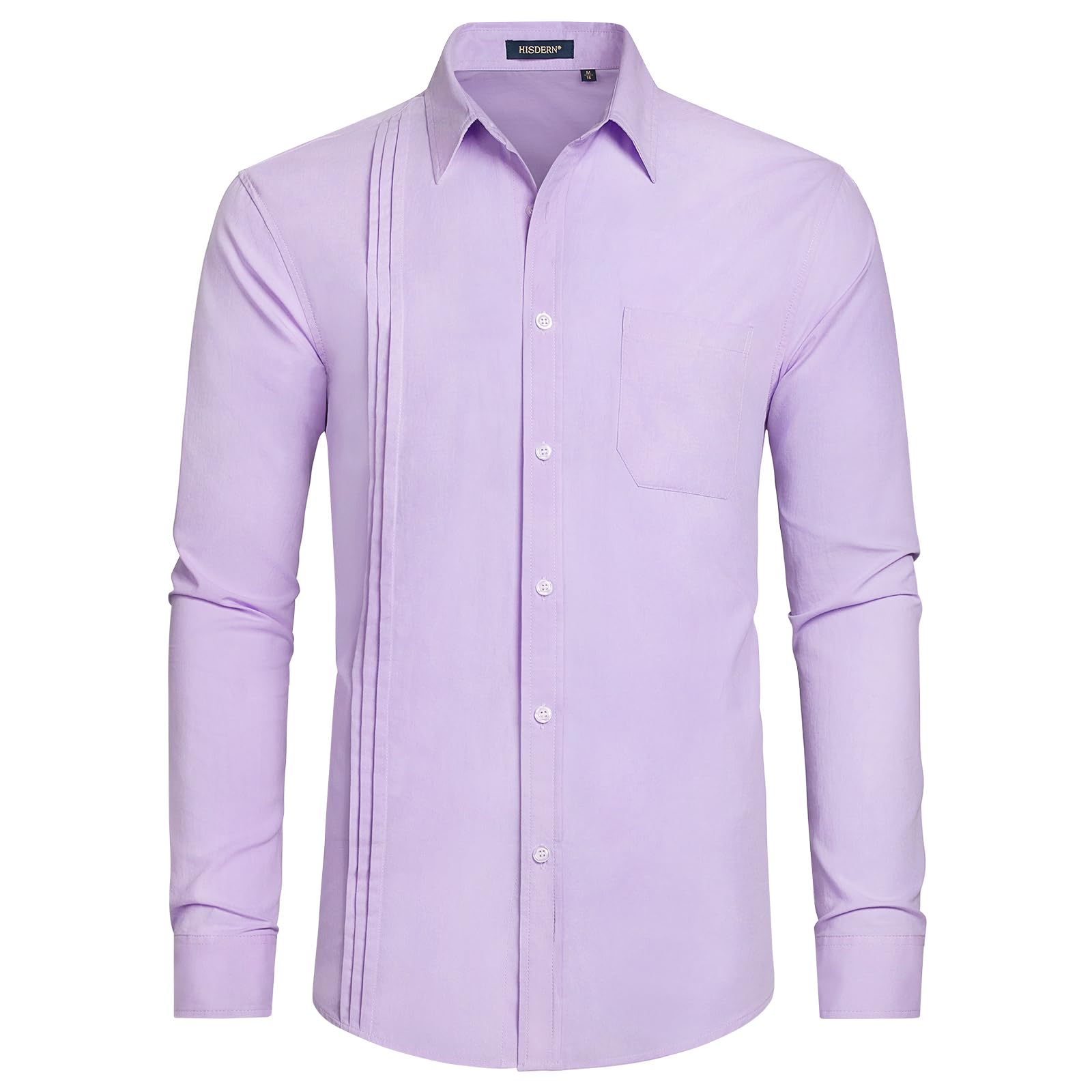 HISDERN Men's Long Sleeve Dress Shirts - Slim Fit Button Down Business Casual Shirt with Pocket | Office Wear, Formal Events & Professional Work Attire
