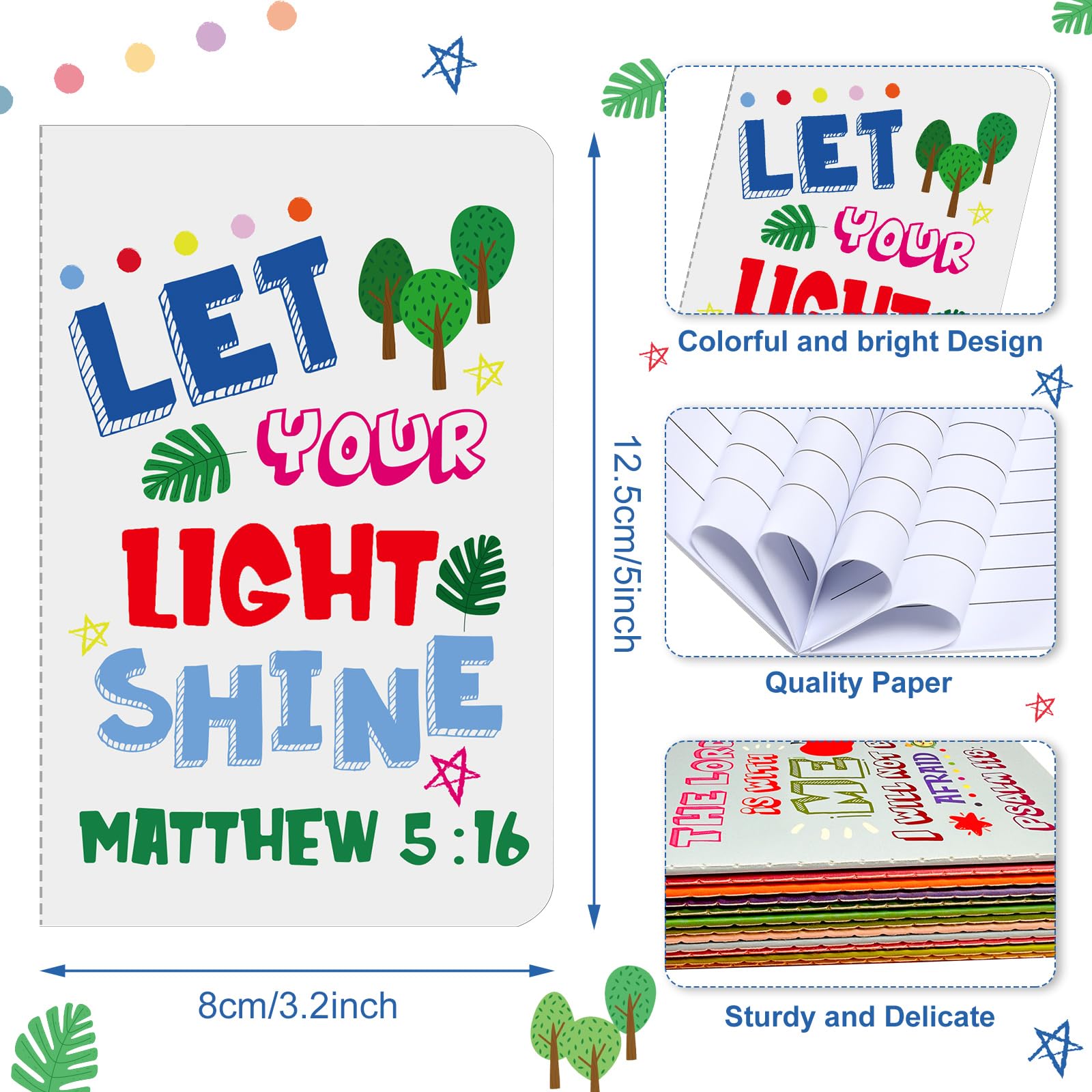 24-Piece Bible Verse Notepads - Mini Religious Pocket Notebooks with Inspirational Christian Quotes, Motivational Journals for Kids, Teachers & Bible Study - Perfect for School, Travel & Church Gifts (Colorful Bible Design)