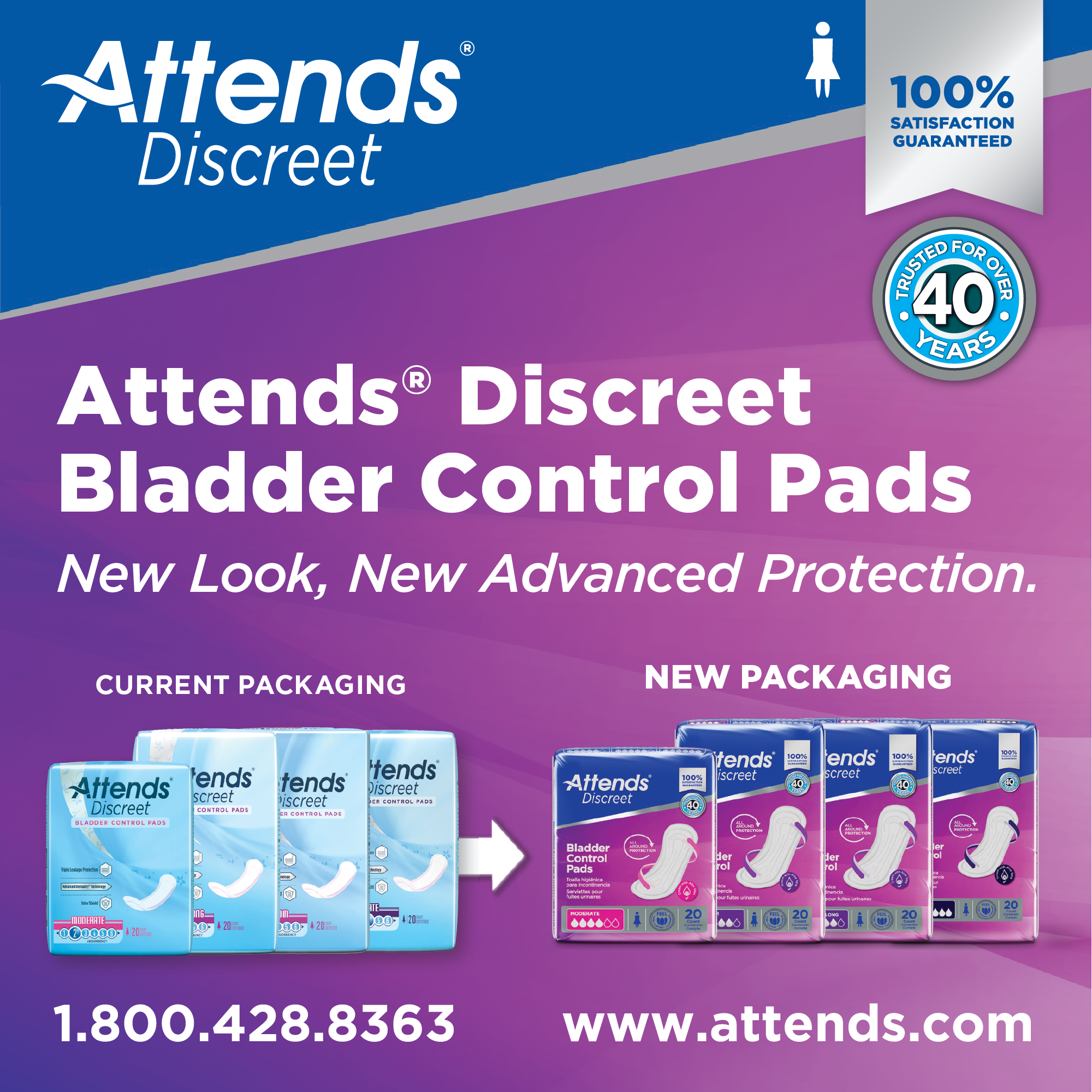 Attends Discreet Women's Ultimate Incontinence Pads - Premium Bladder Protection for Active Lifestyles, Work & Travel