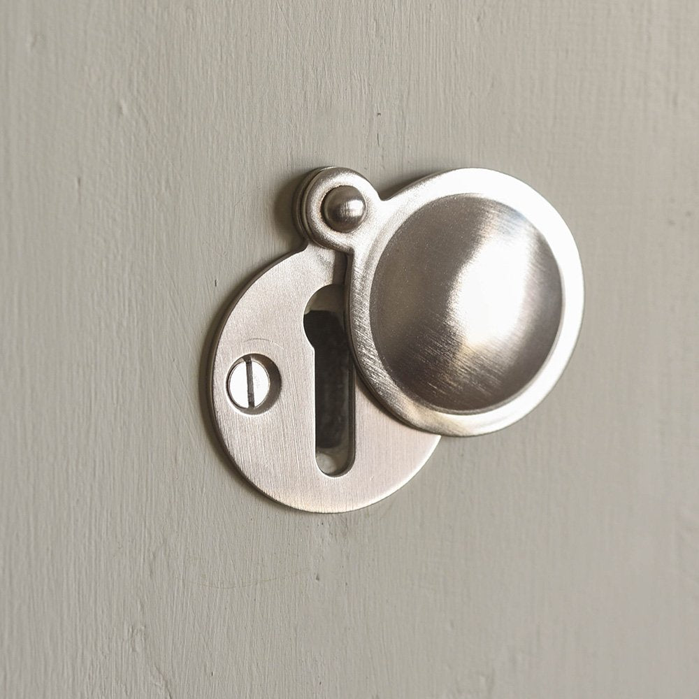 Satin Nickel Round Covered Escutcheon Plate - Premium Door Hardware for Bathroom & Bedroom - Rust-Resistant & Durable Finish for Home Decor