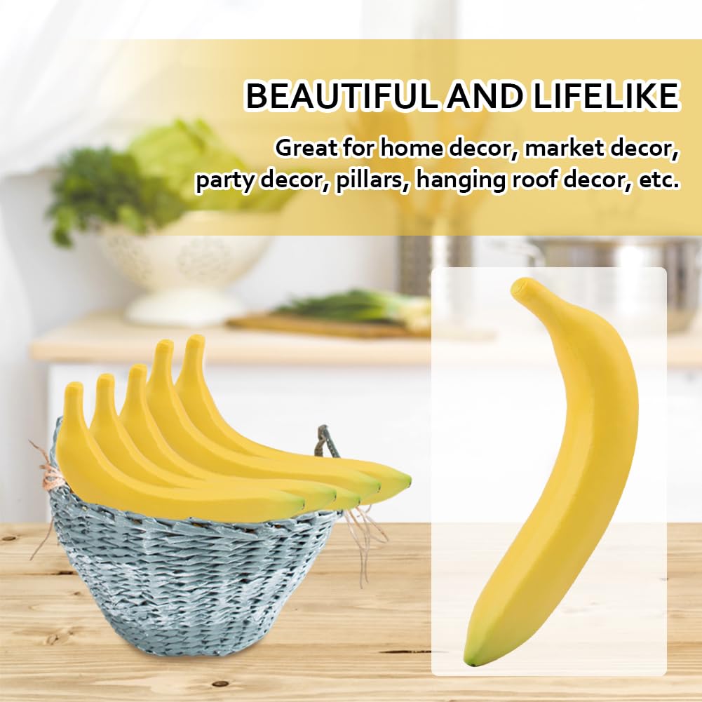 HONUTIGE 4PCS Realistic Fake Bananas - Artificial Banana Fruit Decor for Kitchen, Home, Party & Photo Props - Lifelike Simulation Yellow Bananas for Table Centerpiece, Wedding Decor, and DIY Crafts