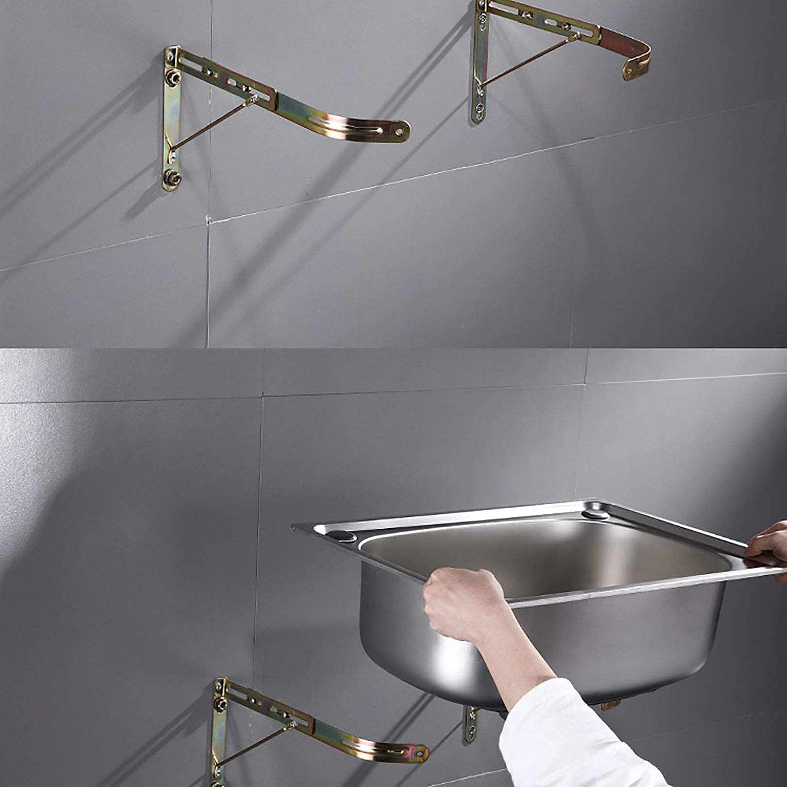 MUSUMI 22 x 16.1 Inch Stainless Steel Commercial Wall Mount Sink with Faucet - Heavy Duty Hand Washing Basin for Restaurant, Kitchen, Home & Bar Use - Ideal for Food Prep, Dishwashing & Hygiene Stations
